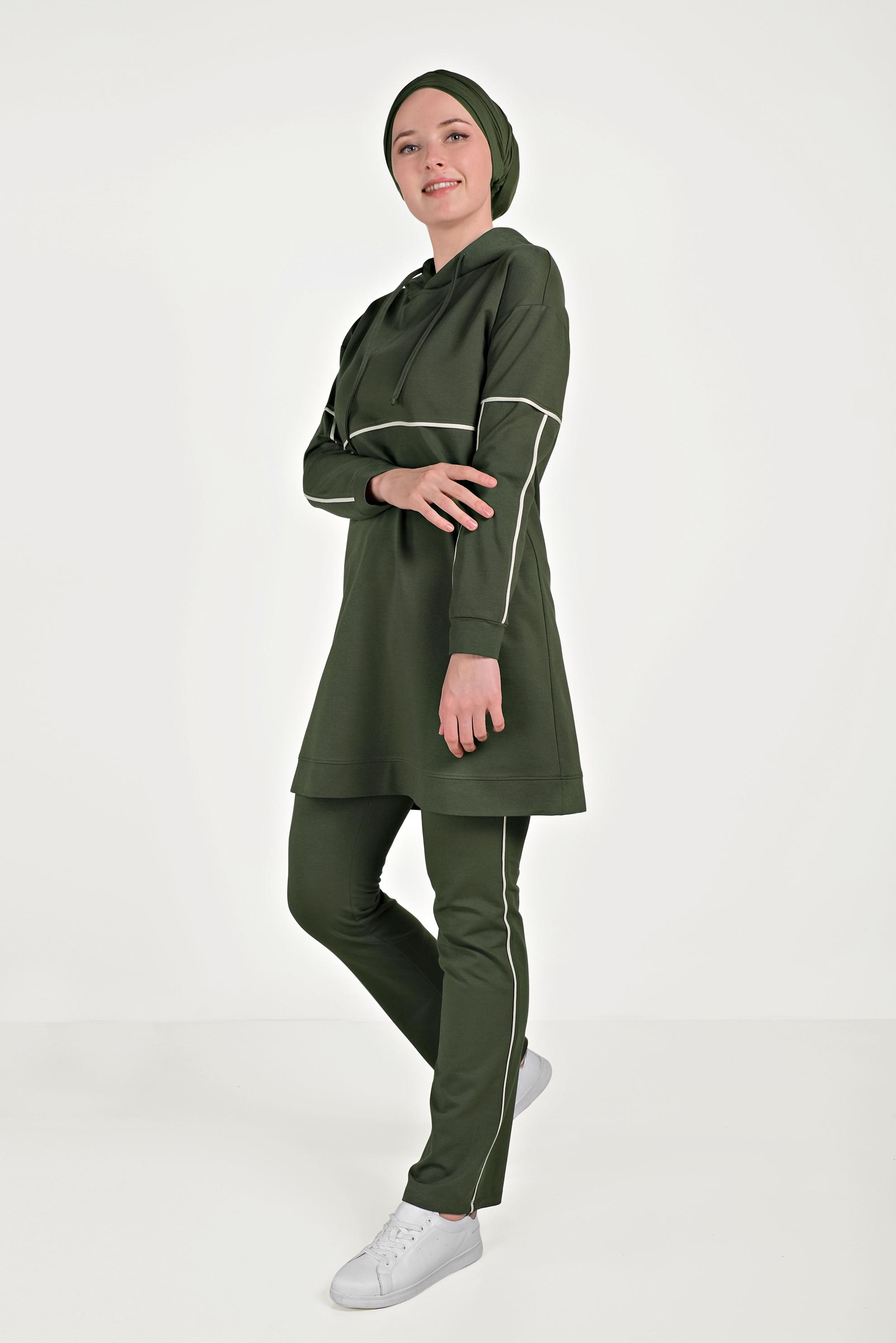 Tesettür giyim HAKİ PAMUKLU EŞOFMAN TAKIMI 40487