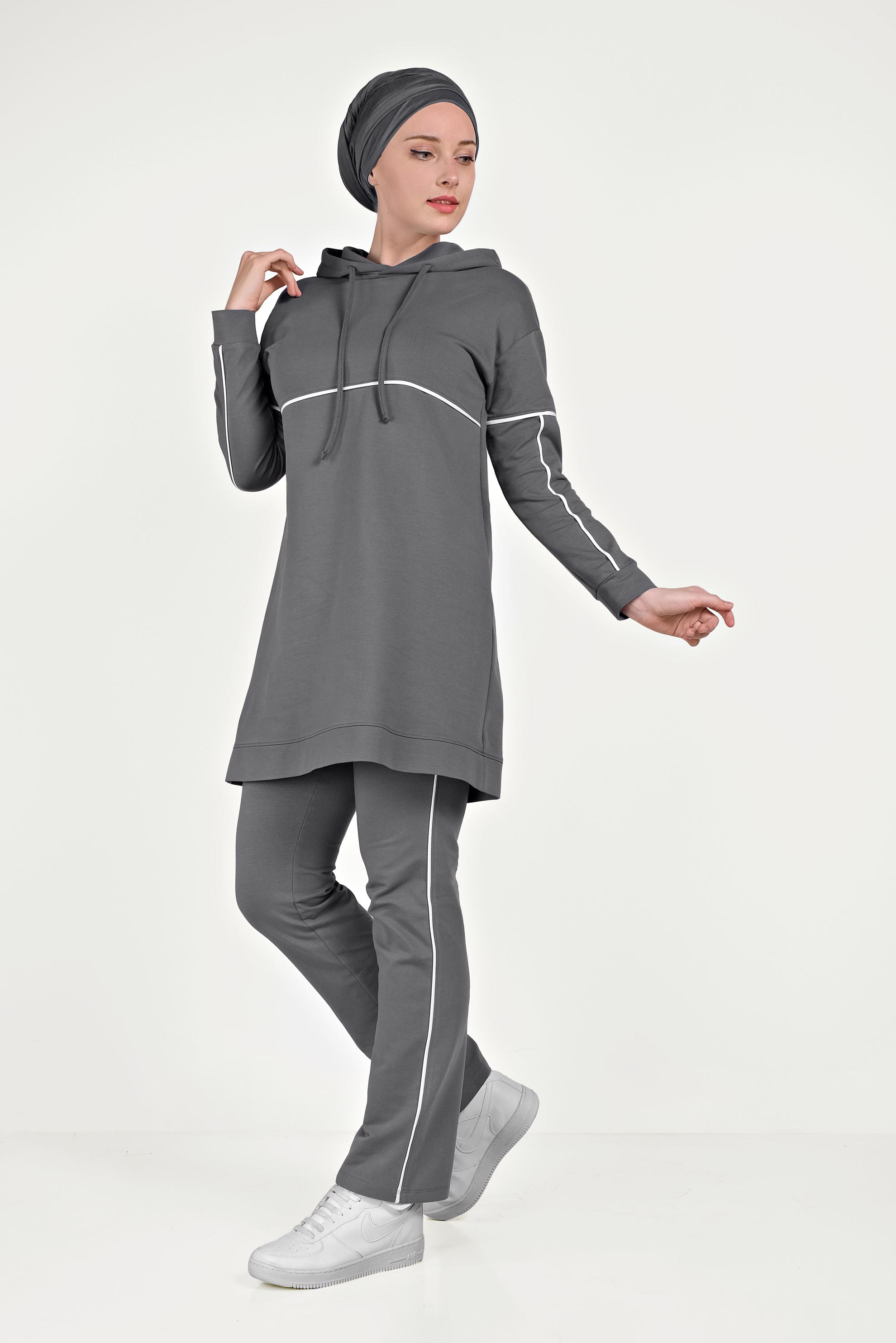 Tesettür giyim GRİ PAMUKLU EŞOFMAN TAKIMI 40487
