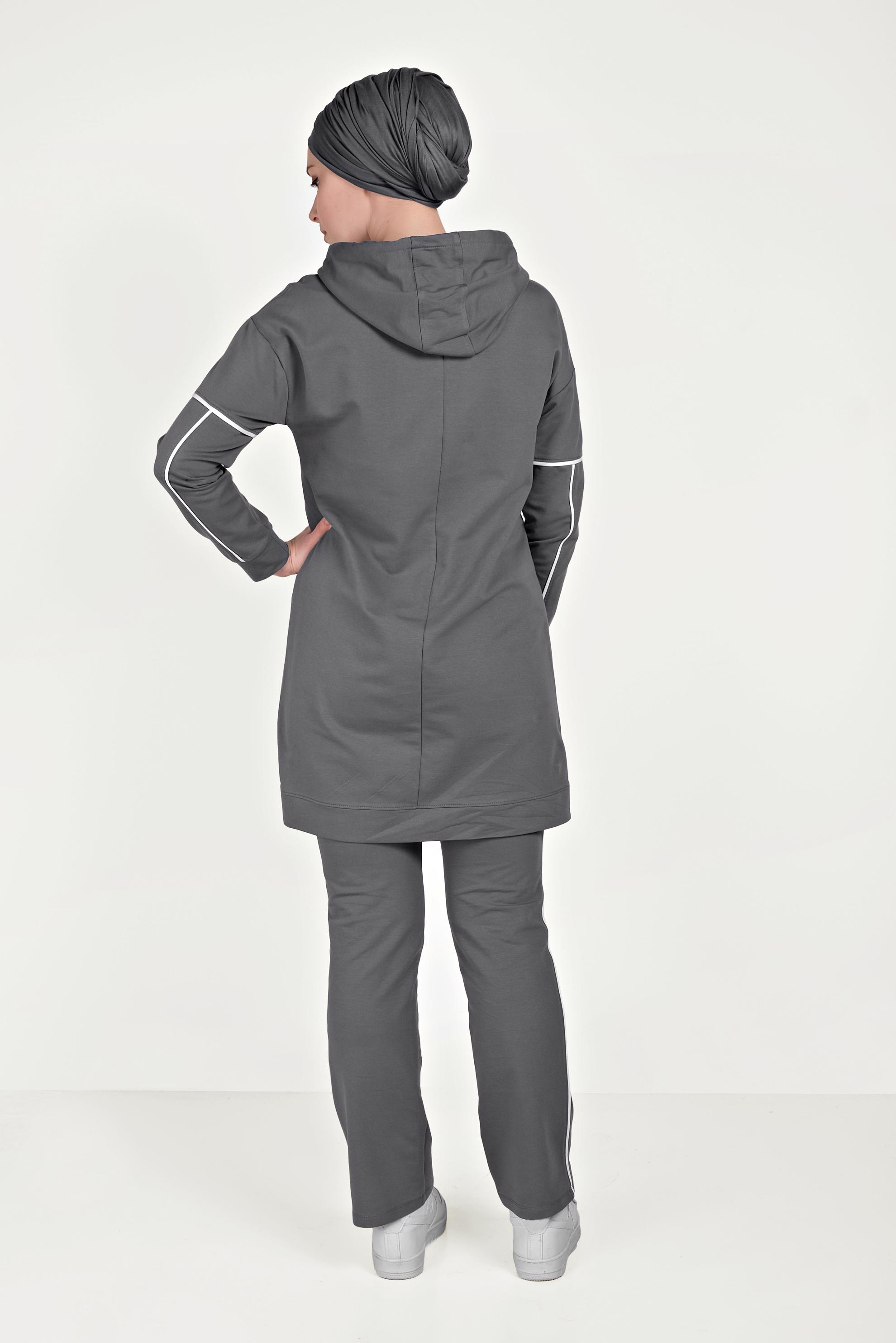 Tesettür giyim GRİ PAMUKLU EŞOFMAN TAKIMI 40487