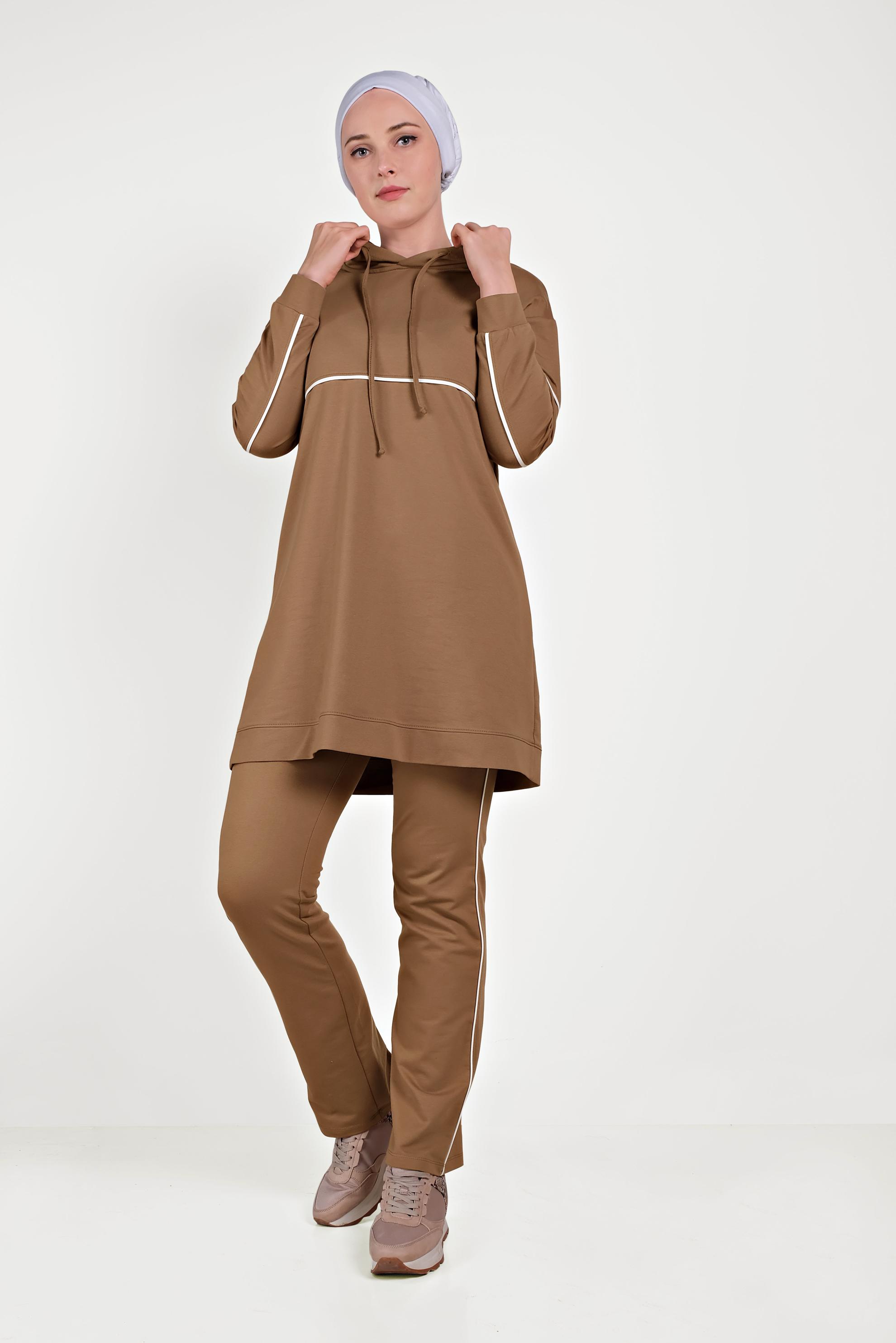 Tesettür giyim TABA PAMUKLU EŞOFMAN TAKIMI 40487