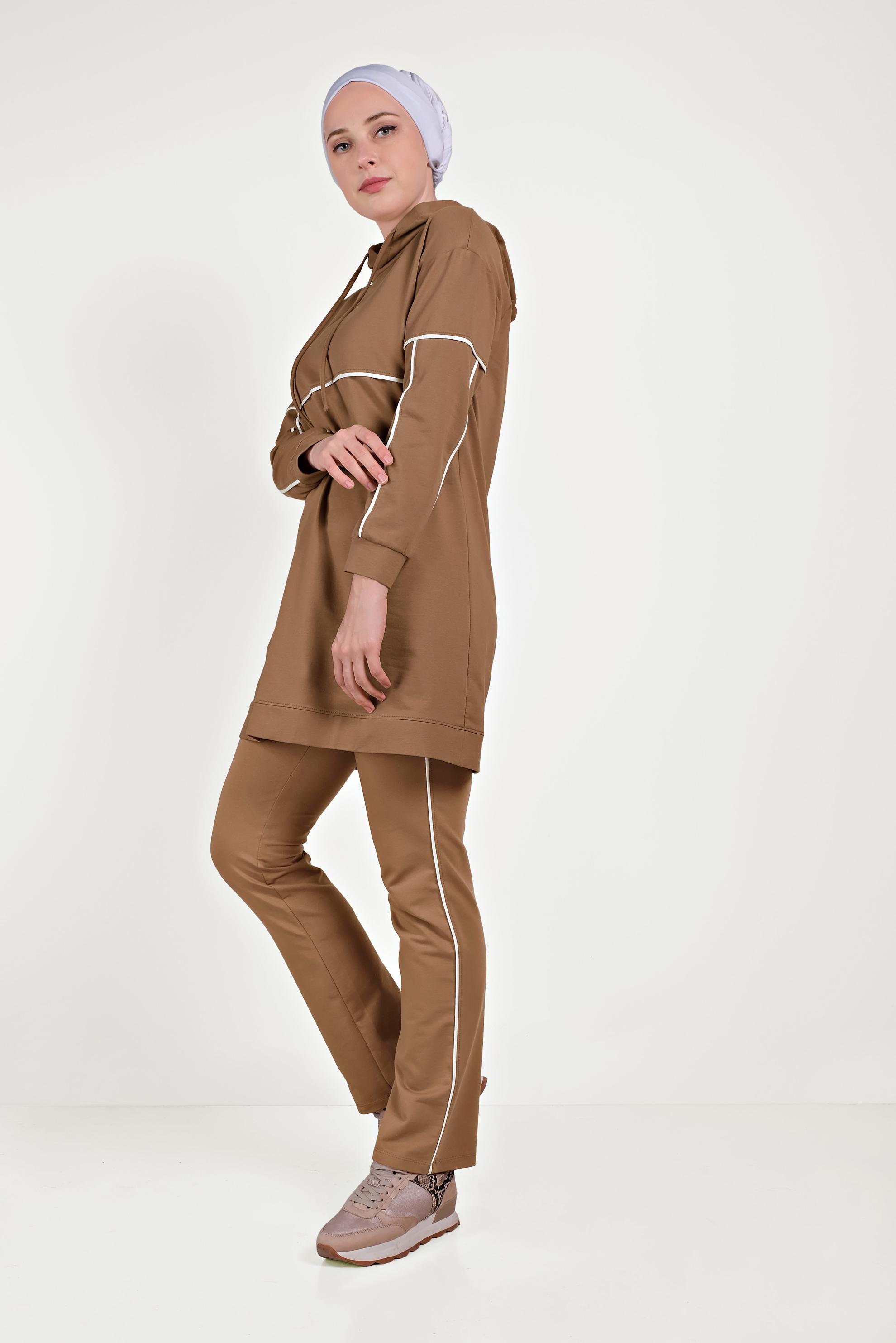 Tesettür giyim TABA PAMUKLU EŞOFMAN TAKIMI 40487