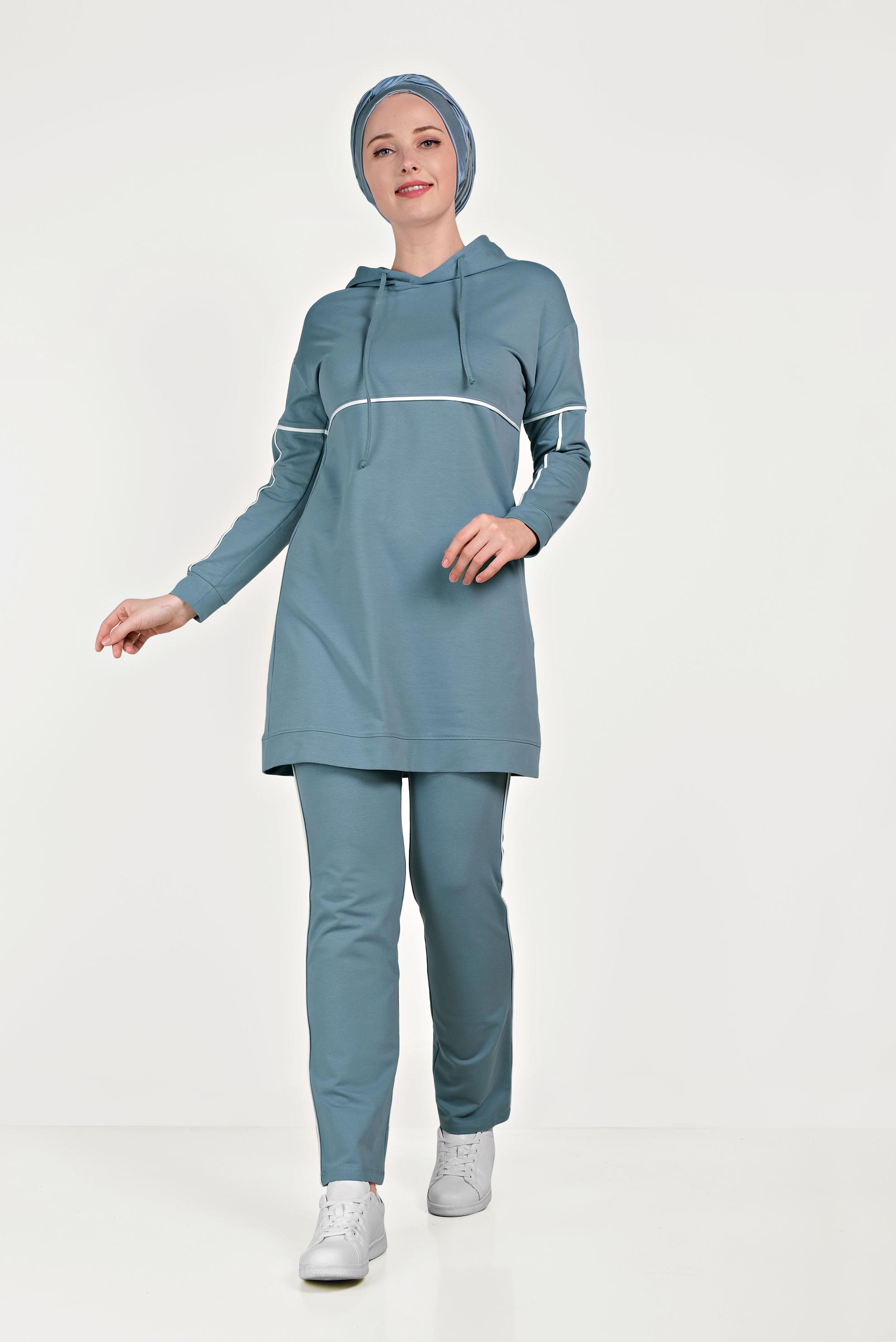 Tesettür giyim MAVİ PAMUKLU EŞOFMAN TAKIMI 40487