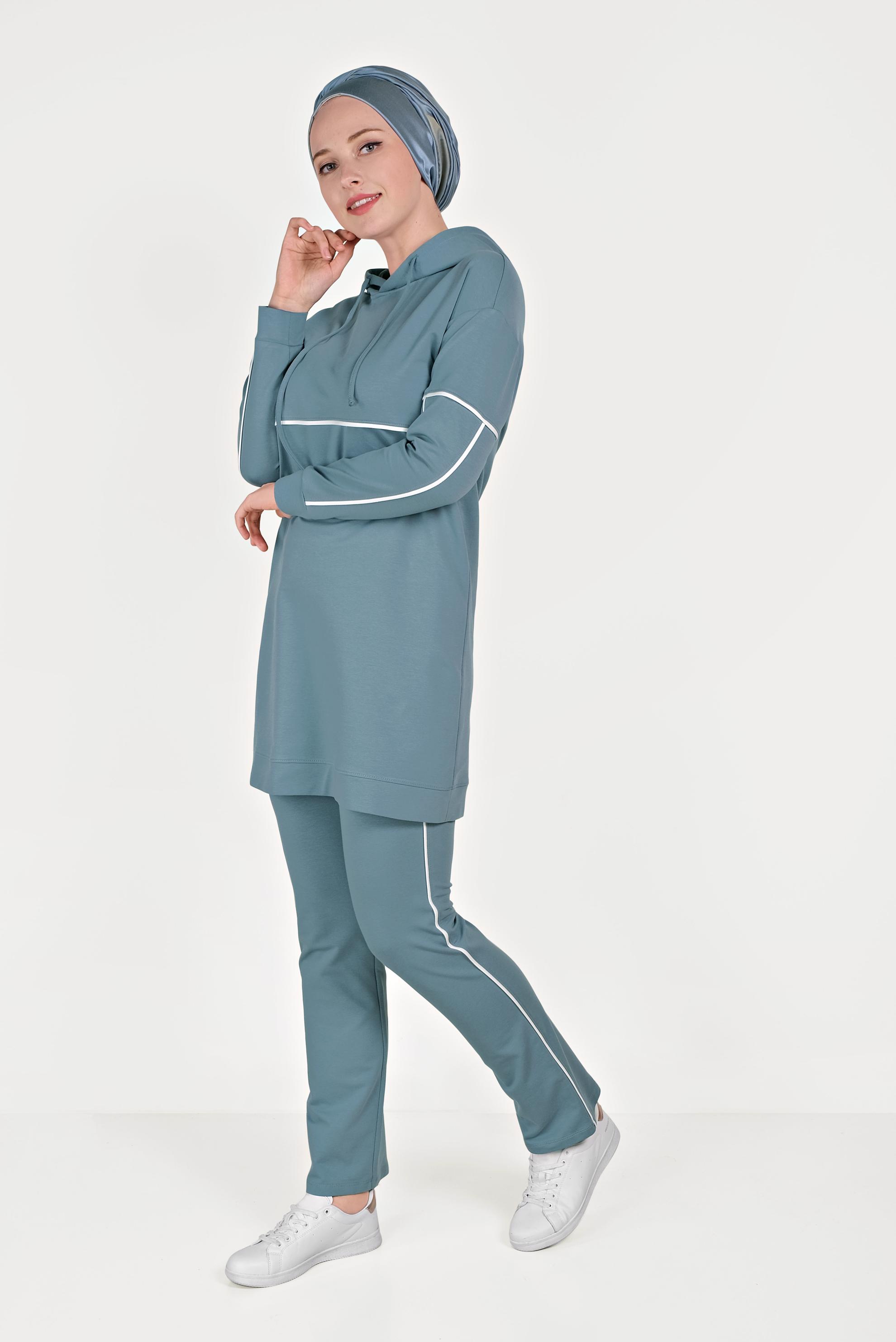 Tesettür giyim MAVİ PAMUKLU EŞOFMAN TAKIMI 40487