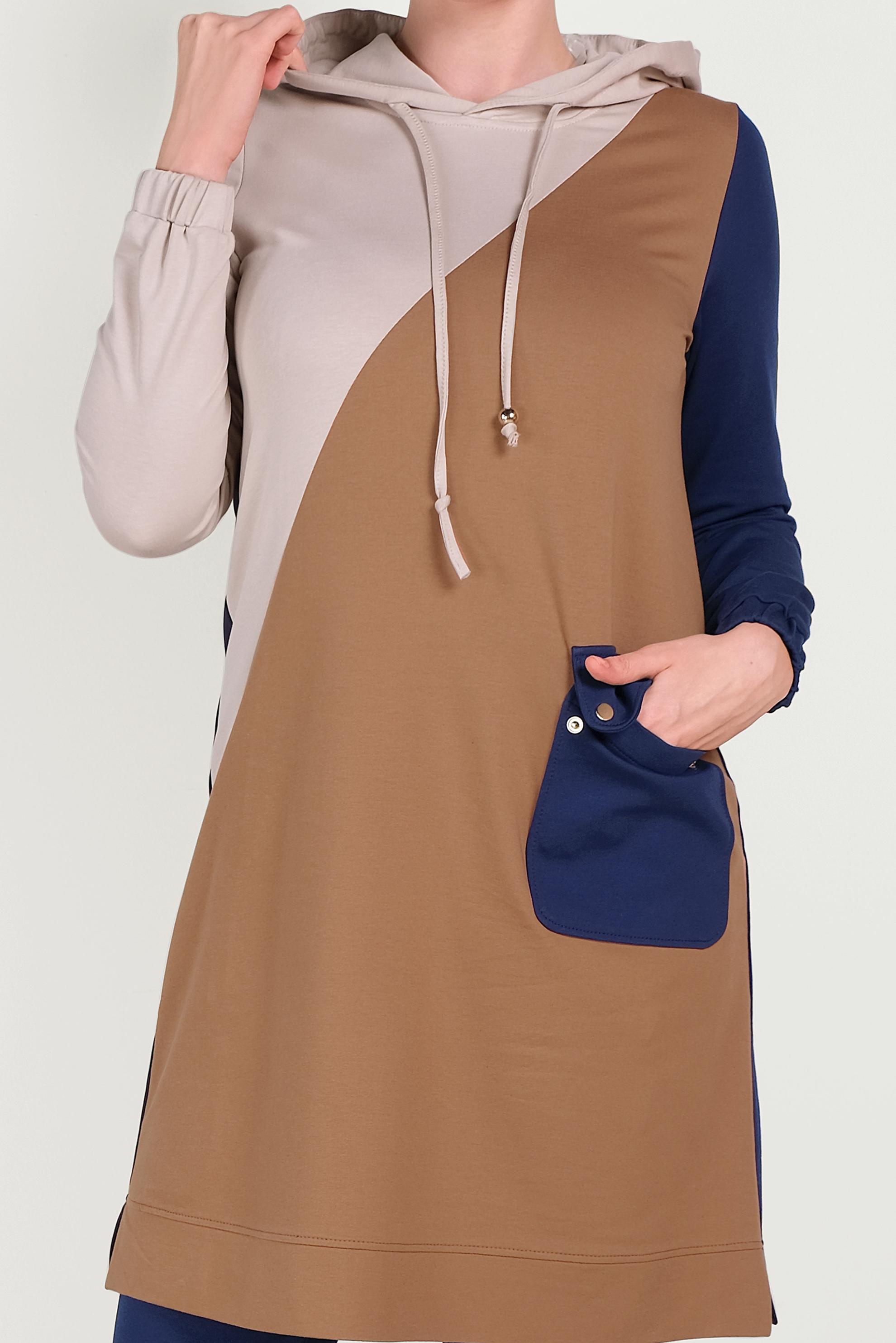 Tesettür giyim LACİVERT CEP DETAYLI İKİLİ PANTOLONLU EŞOFMAN TAKIMI 40488