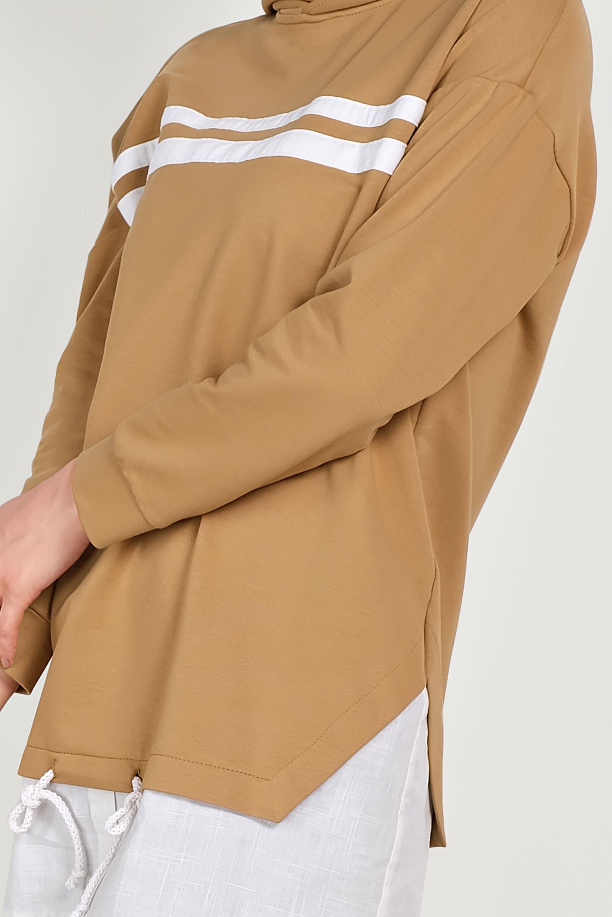 Tesettür giyim SARI ETEK UCU BAĞCIKLI EŞOFMAN TUNİK 40490