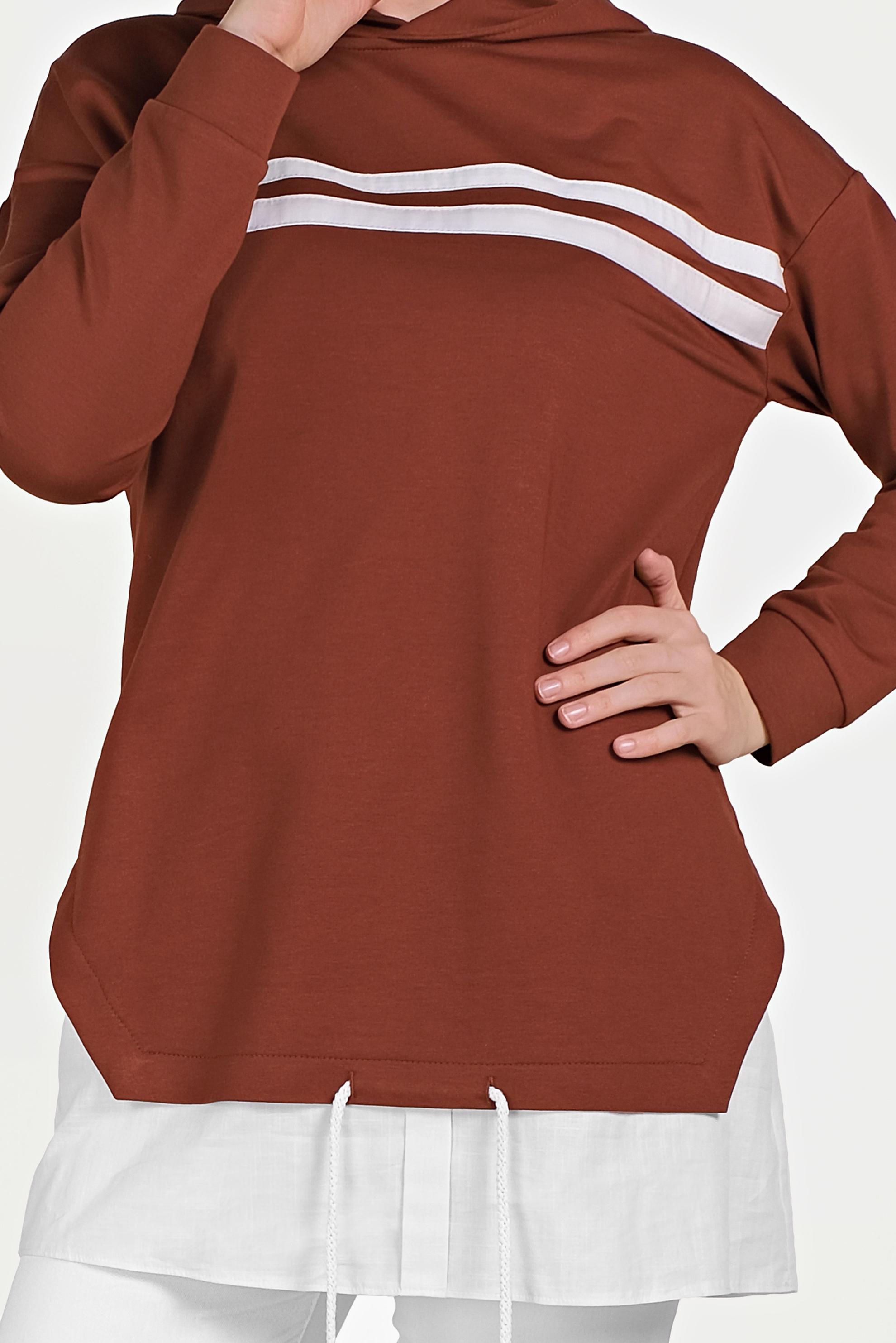 Tesettür giyim TURUNCU ETEK UCU BAĞCIKLI EŞOFMAN TUNİK 40490