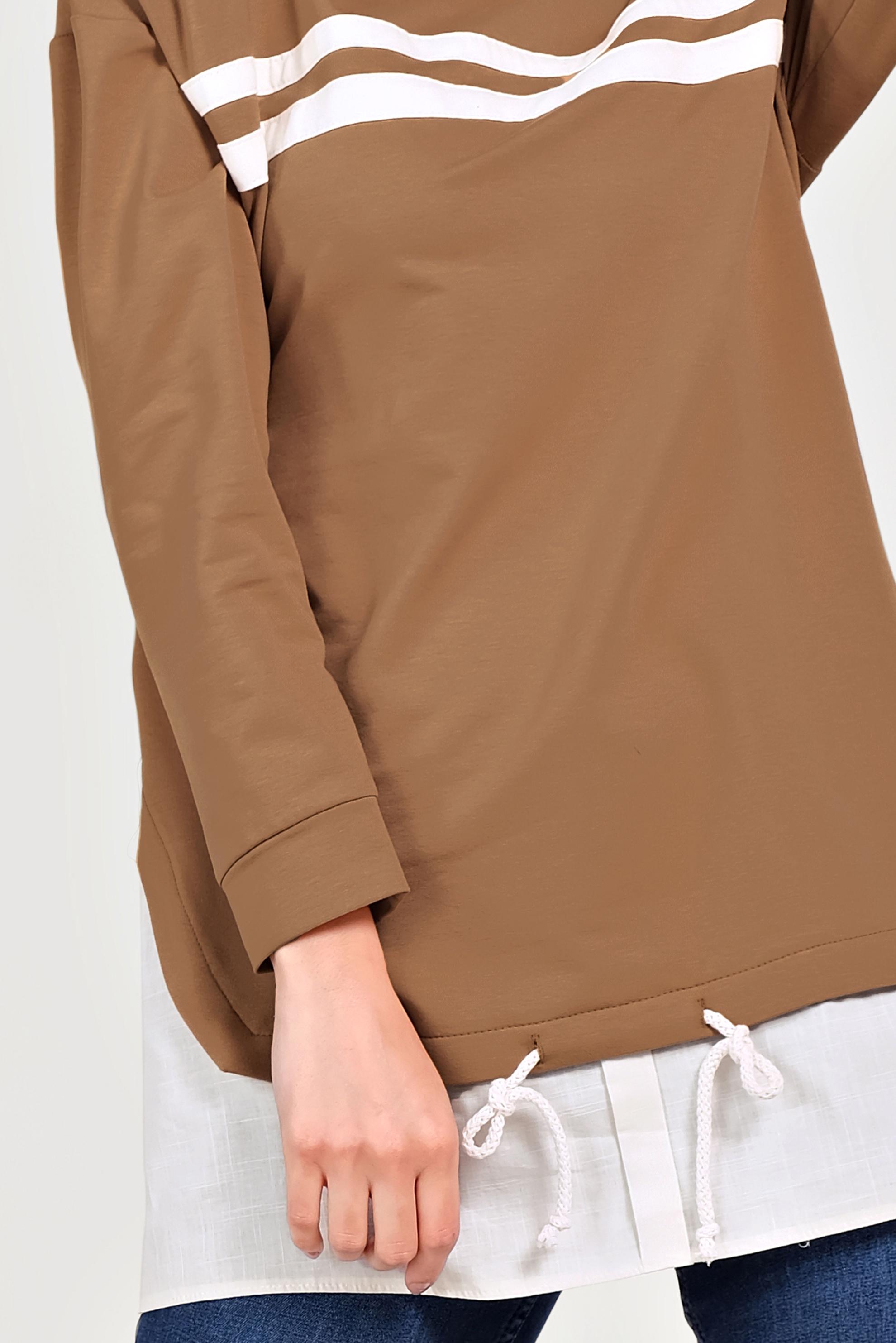 Tesettür giyim TABA ETEK UCU BAĞCIKLI EŞOFMAN TUNİK 40490