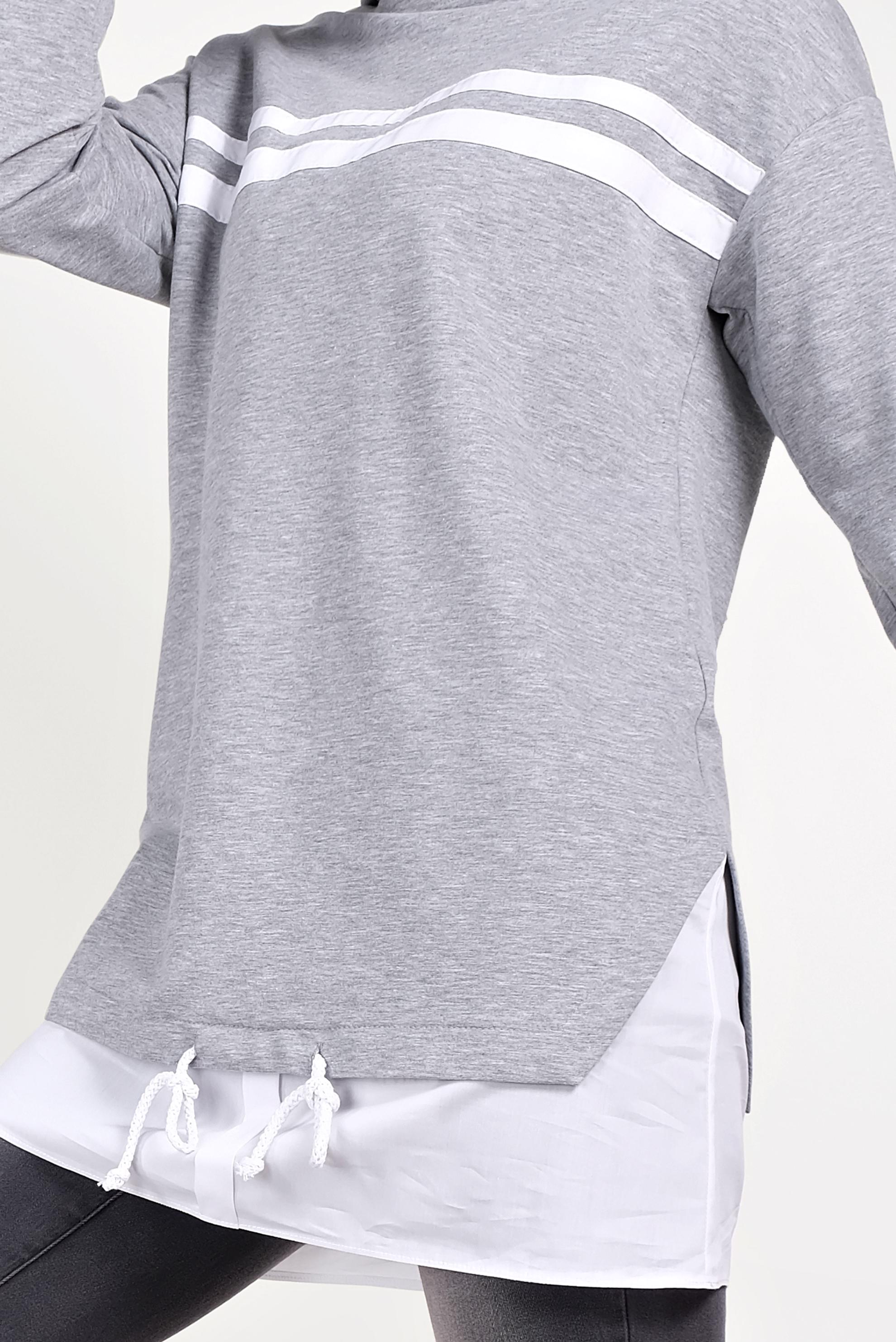 Tesettür giyim GRİ ETEK UCU BAĞCIKLI EŞOFMAN TUNİK 40490