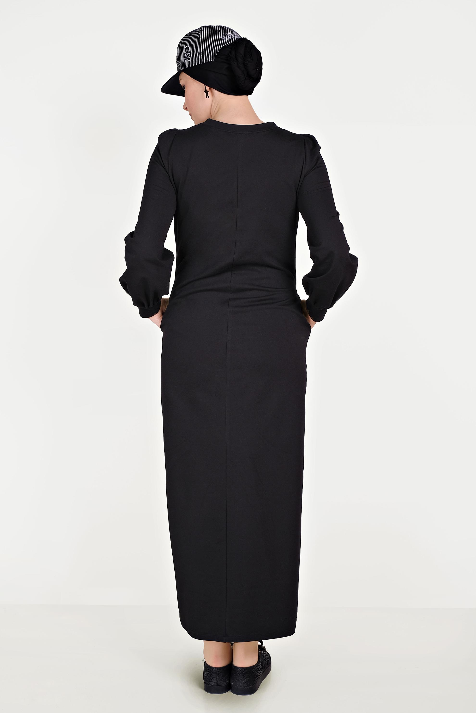 Tesettür giyim SİYAH PUL PAYETLİ EŞOFMAN ELBİSE 40526