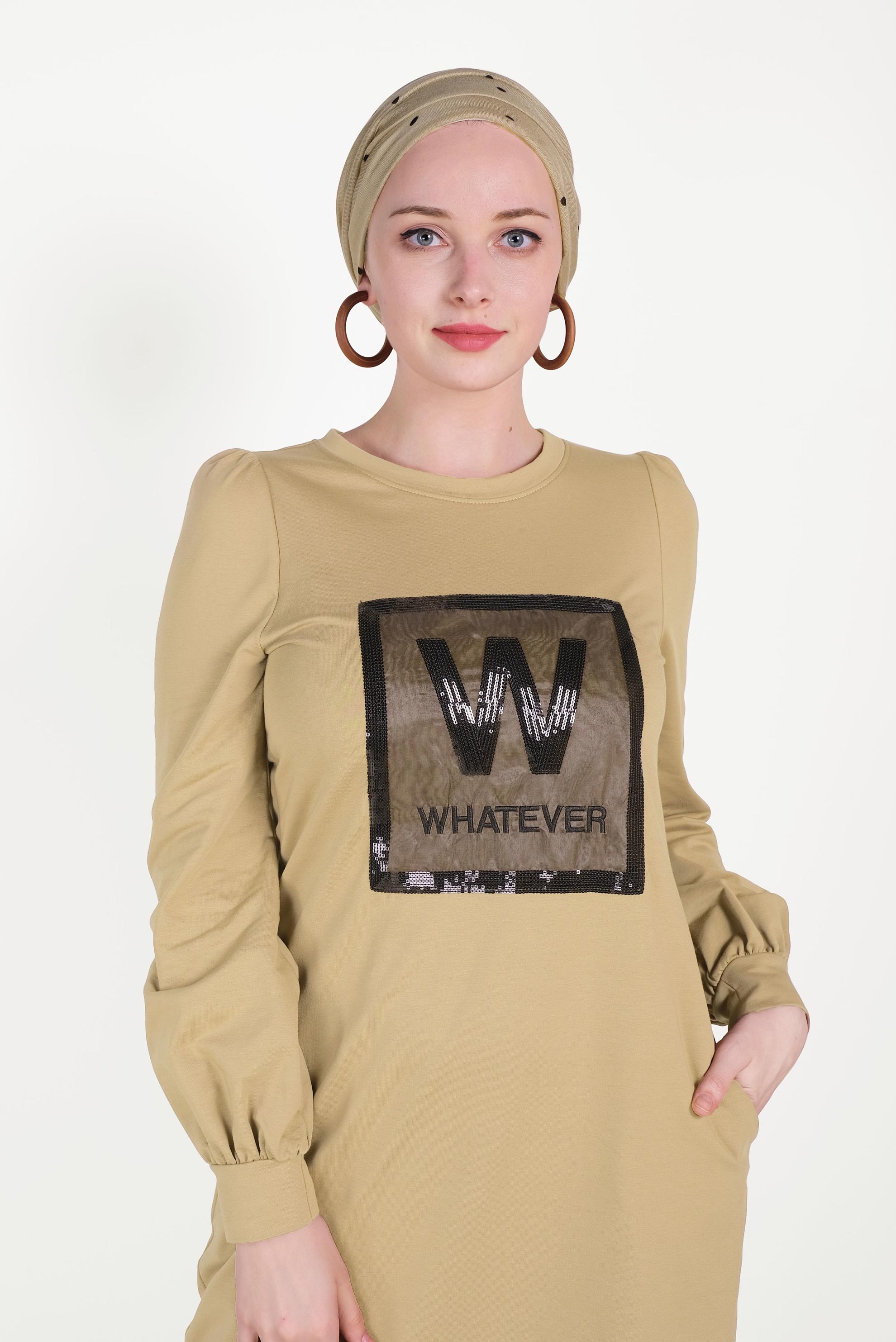 Hijab clothing BROWN SEQUINED TRACKSUIT DRESS 40526 