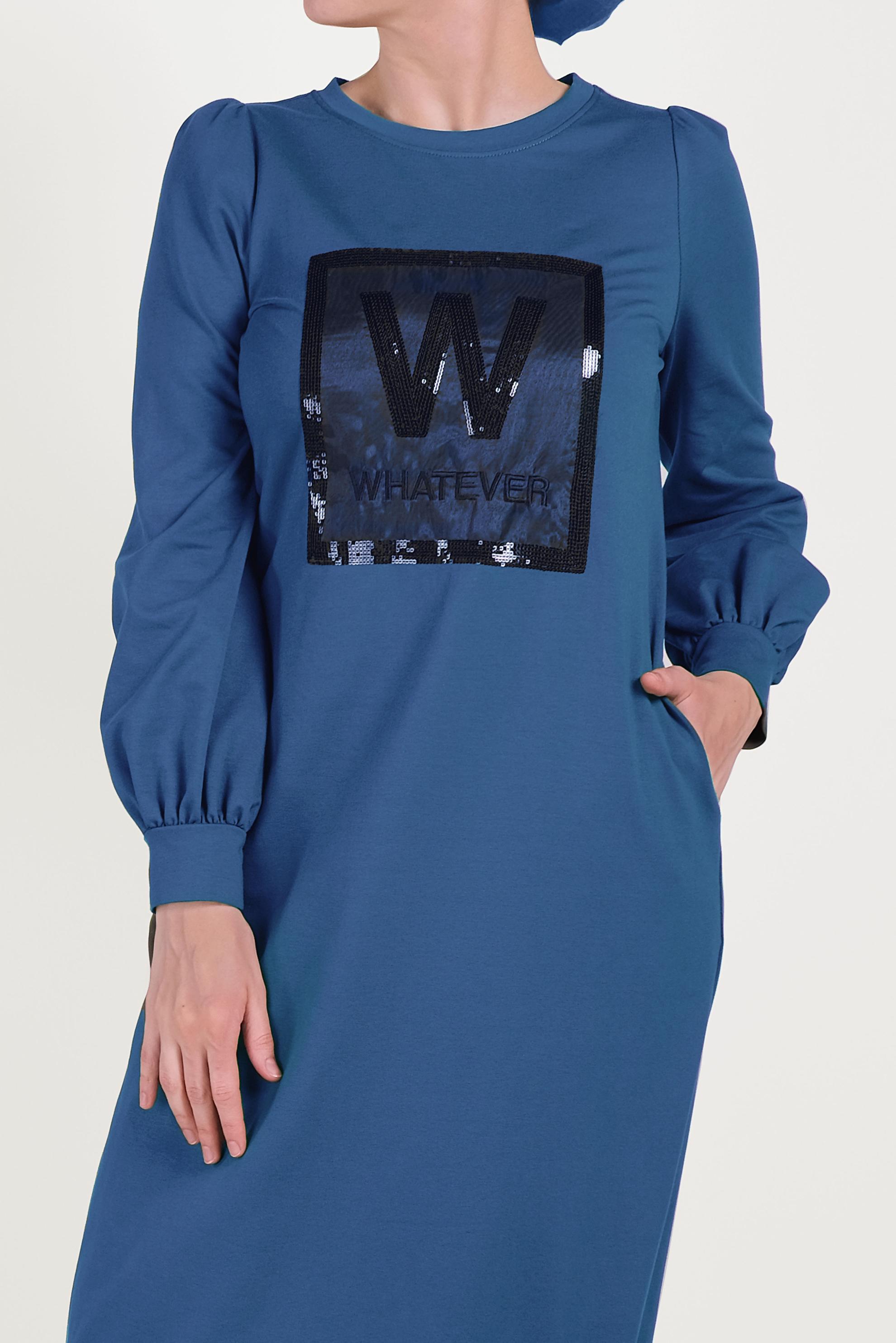 Tesettür giyim LACİVERT PUL PAYETLİ EŞOFMAN ELBİSE 40526