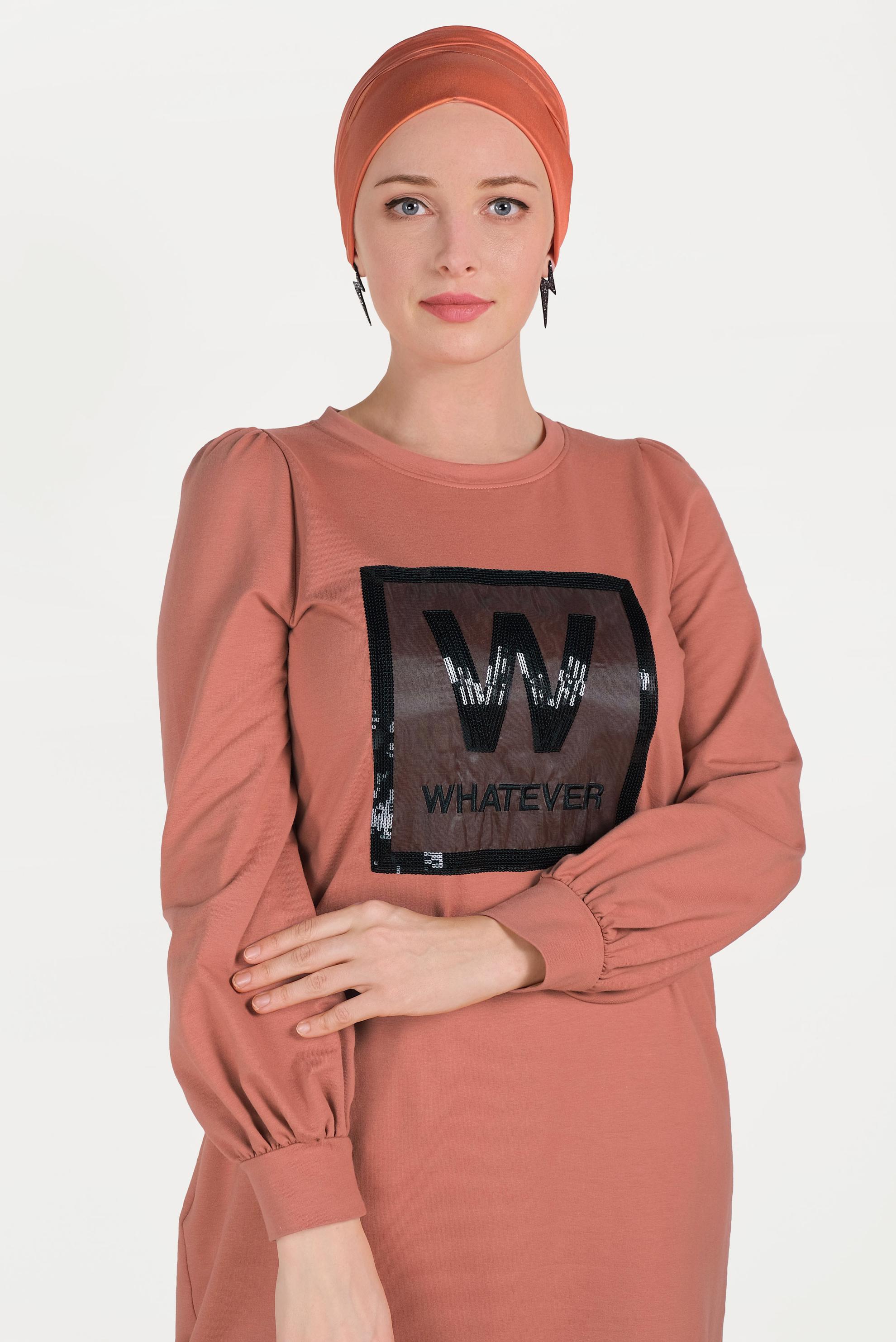 Hijab clothing ORANGE SEQUINED TRACKSUIT DRESS 40526 