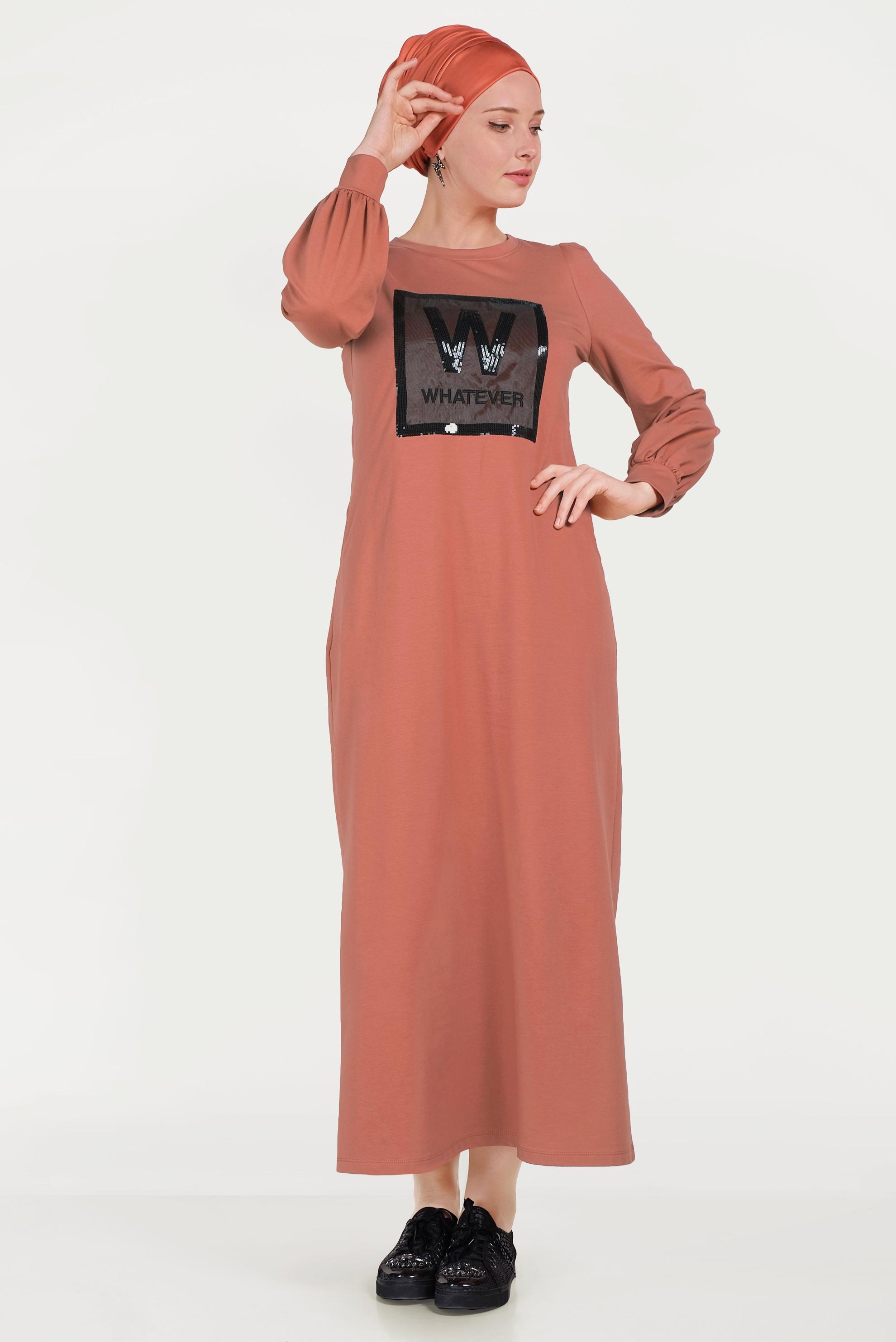 Hijab clothing ORANGE SEQUINED TRACKSUIT DRESS 40526 