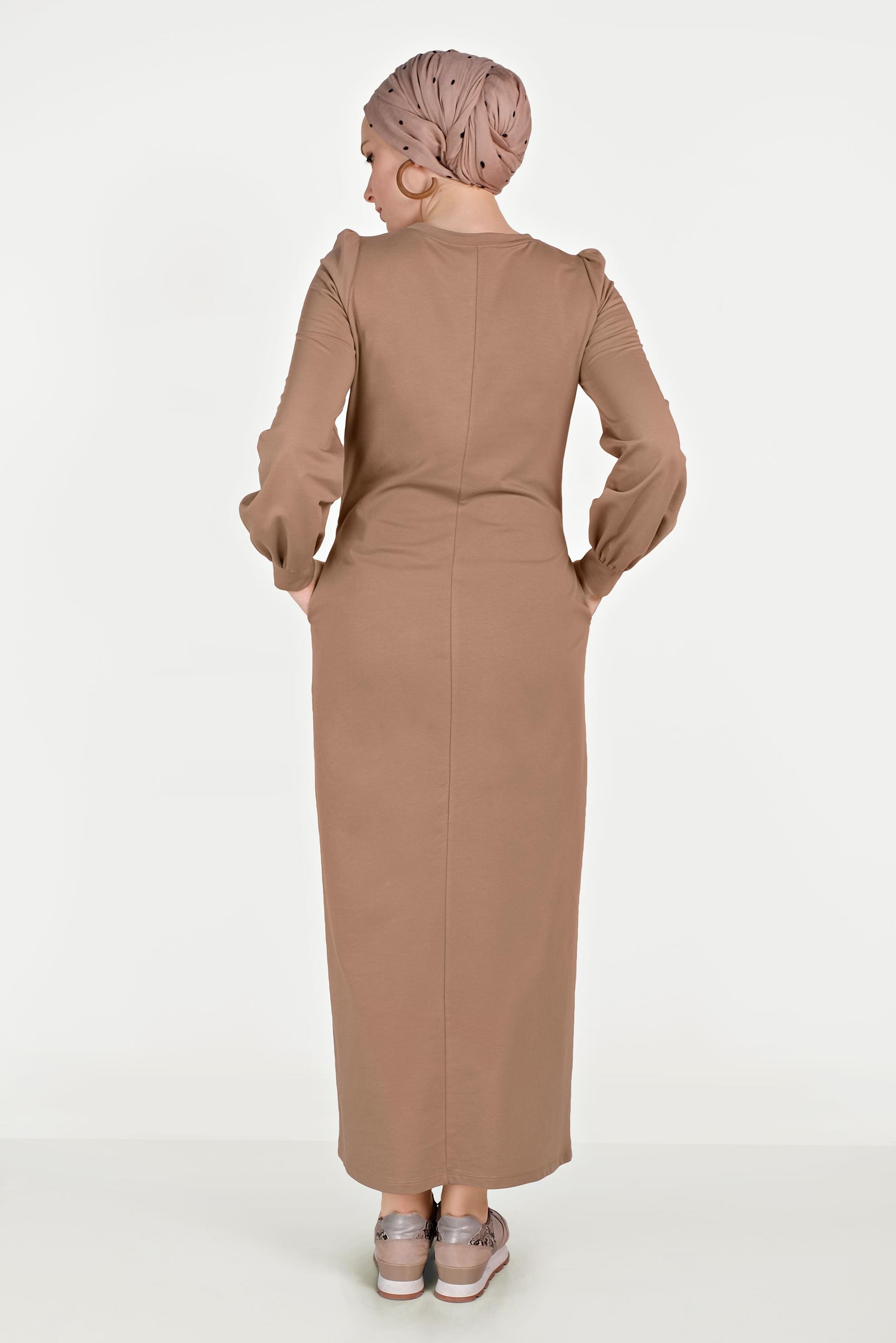 Tesettür giyim KAHVE PUL PAYETLİ EŞOFMAN ELBİSE 40526