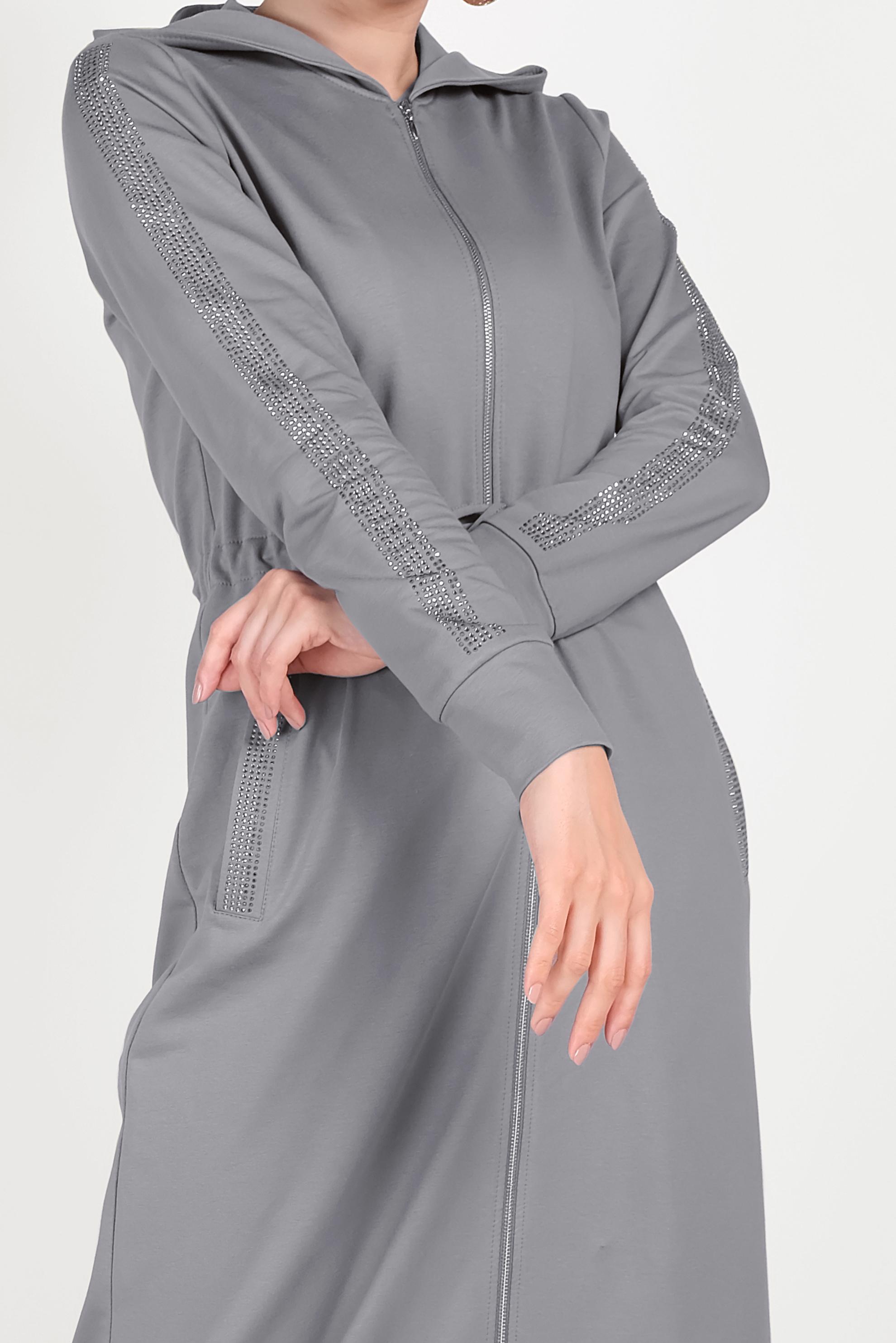 Tesettür giyim GRİ TAŞLI EŞOFMAN TUNİK 40547