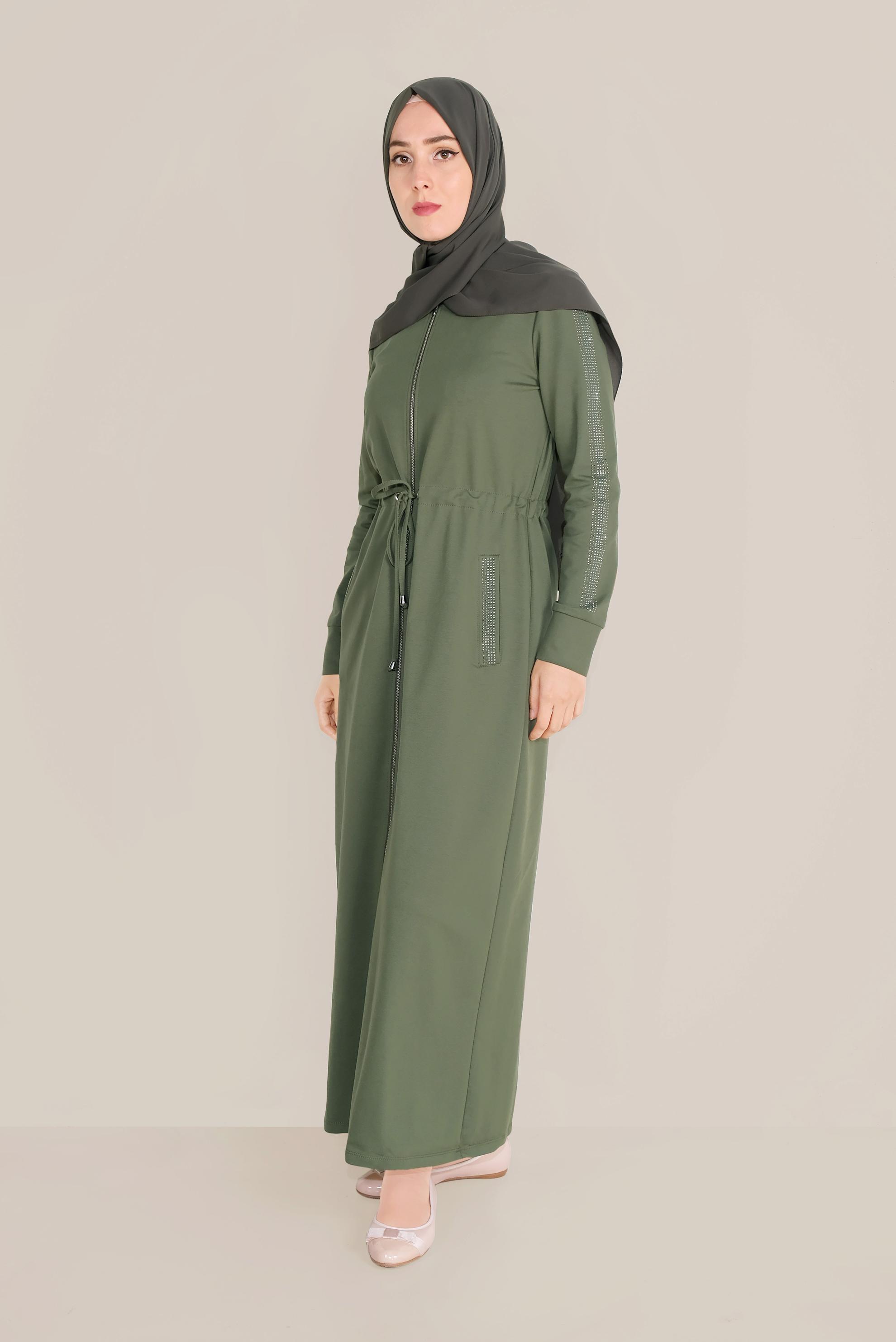 Tesettür giyim HAKİ TAŞLI EŞOFMAN TUNİK 40547