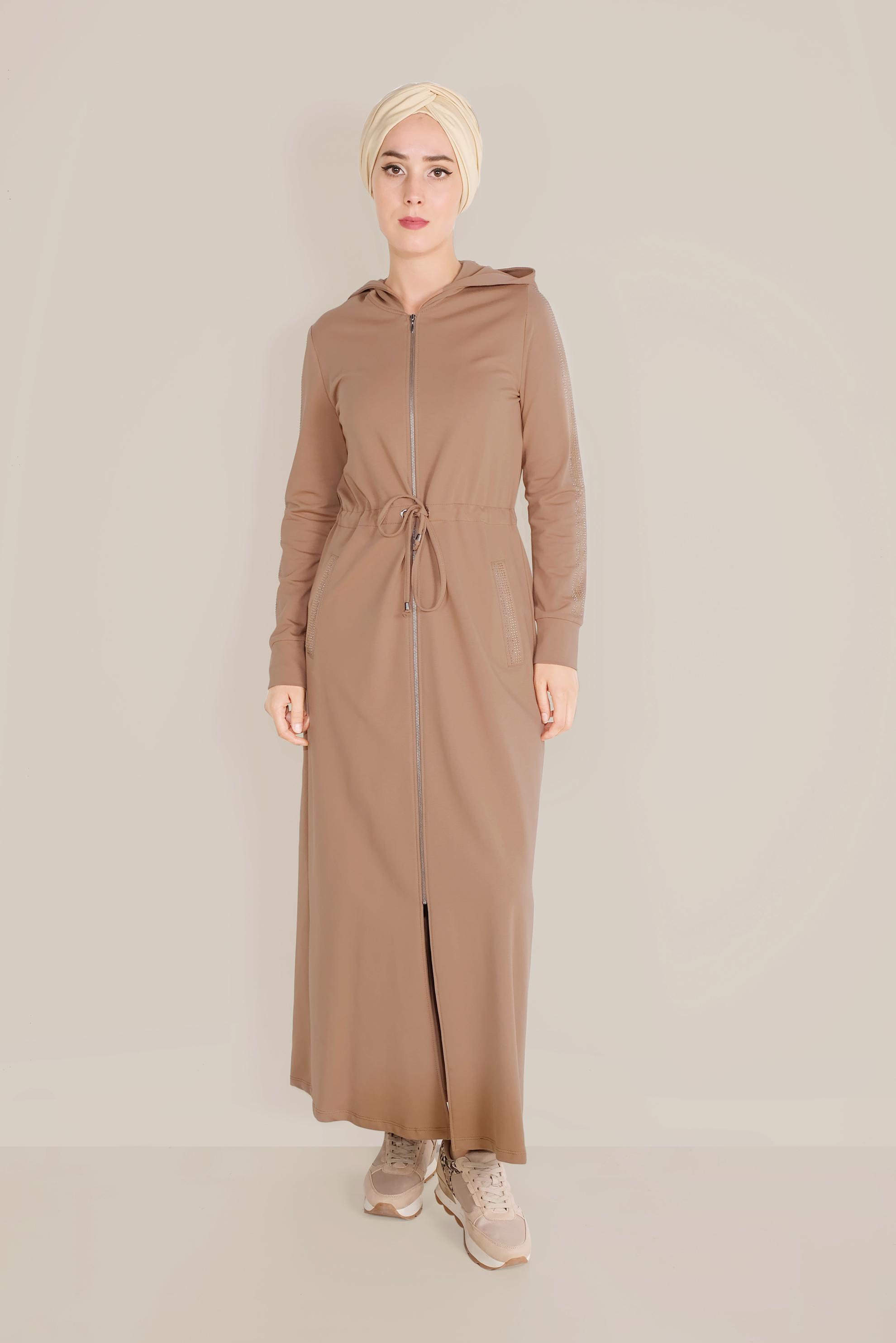 Tesettür giyim KAHVE TAŞLI EŞOFMAN TUNİK 40547