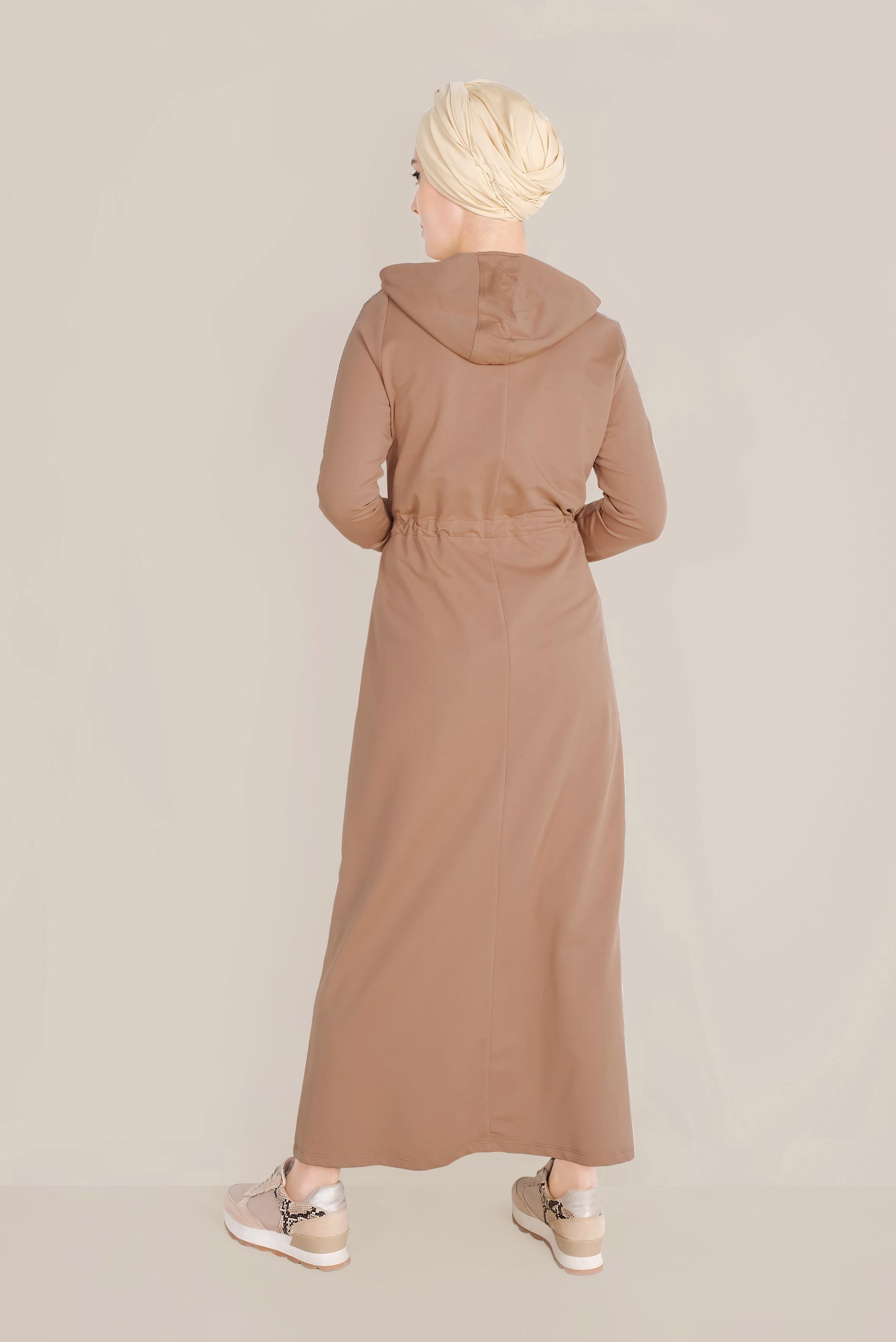 Tesettür giyim KAHVE TAŞLI EŞOFMAN TUNİK 40547