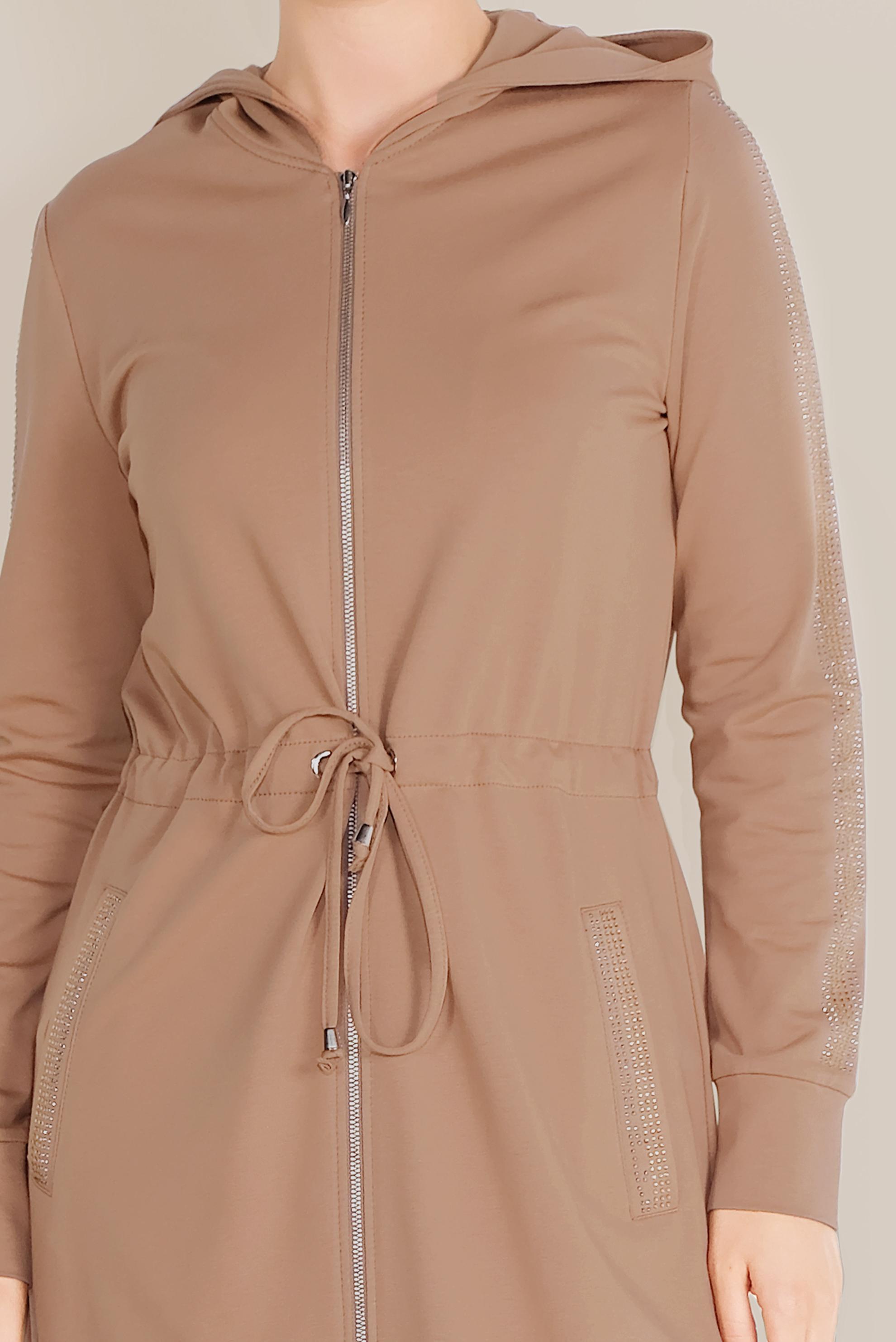 Tesettür giyim KAHVE TAŞLI EŞOFMAN TUNİK 40547