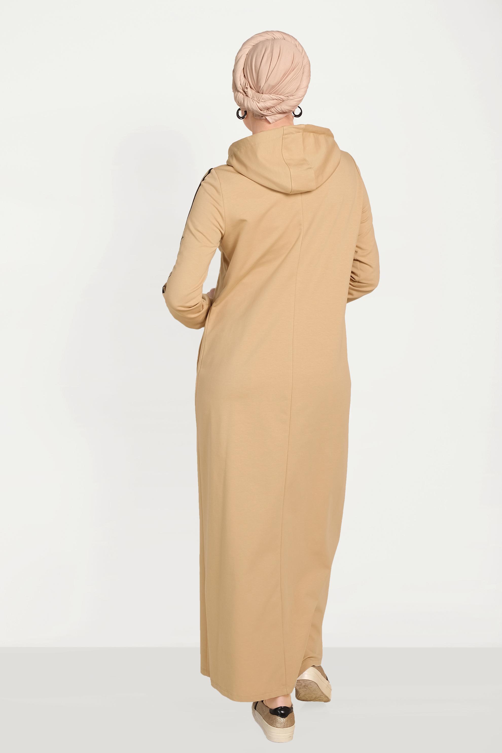 Tesettür giyim KAHVE PAMUKLU FERMUARLI EŞOFMAN TUNİK 40549