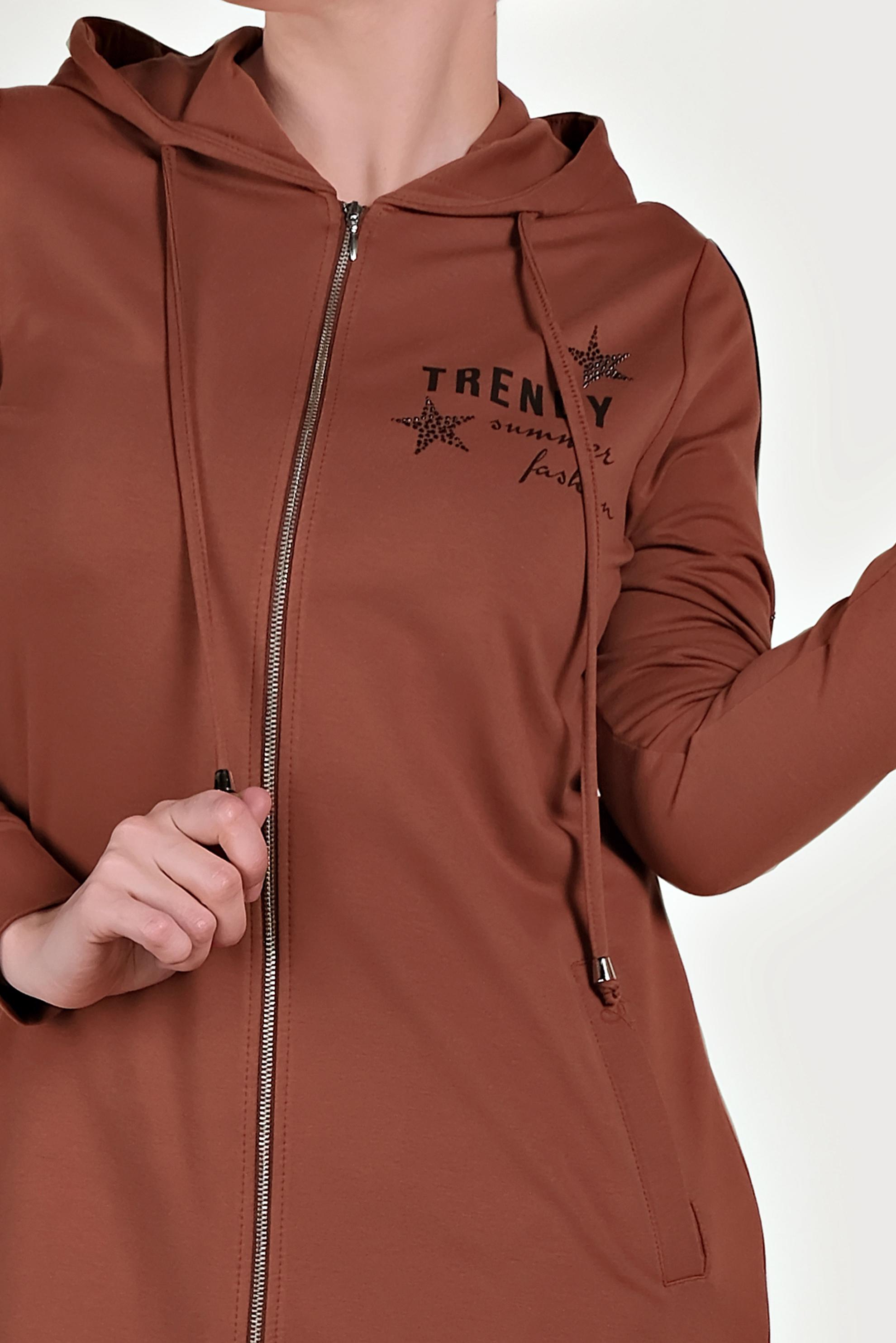 Tesettür giyim TURUNCU PAMUKLU FERMUARLI EŞOFMAN TUNİK 40549