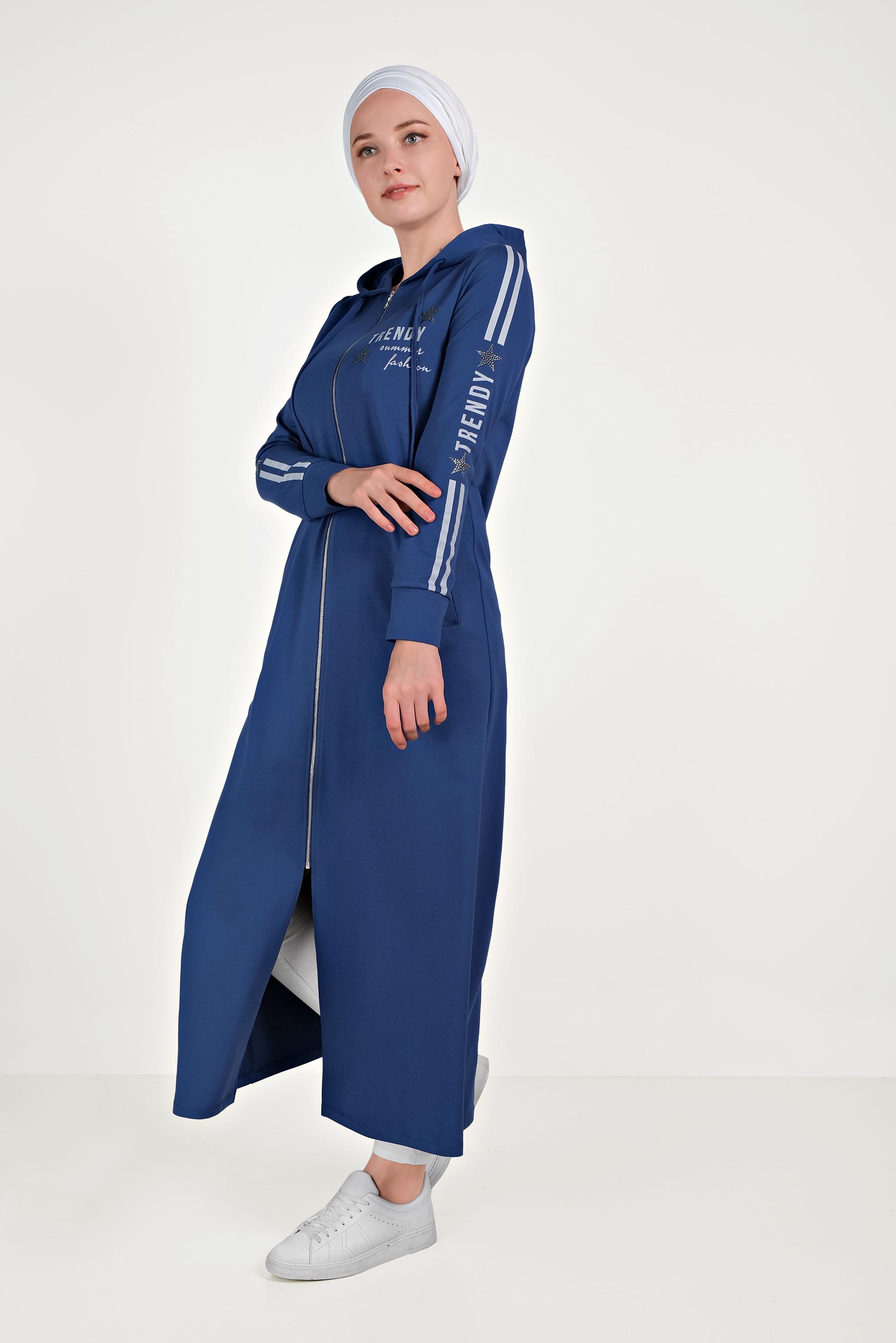 Tesettür giyim LACİVERT PAMUKLU FERMUARLI EŞOFMAN TUNİK 40549