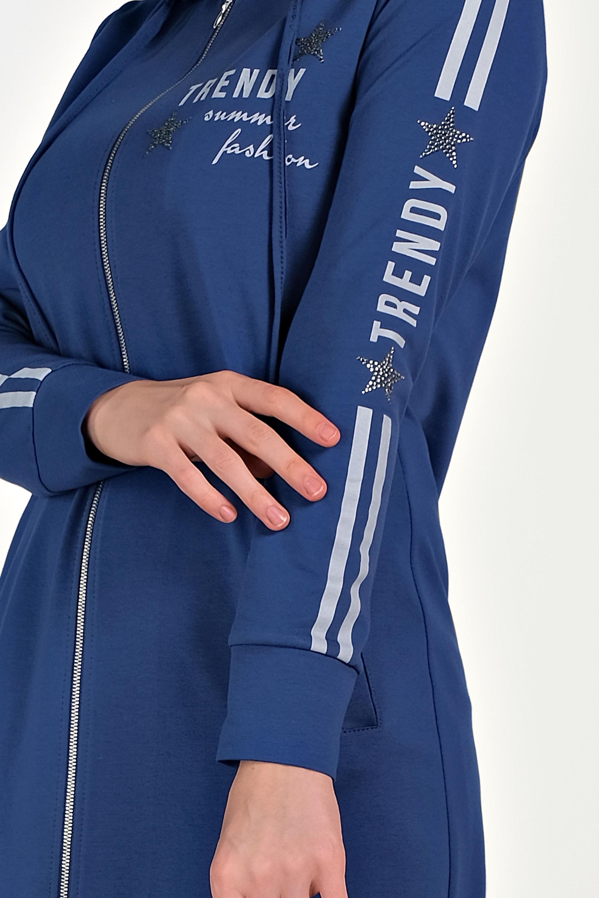 Tesettür giyim LACİVERT PAMUKLU FERMUARLI EŞOFMAN TUNİK 40549