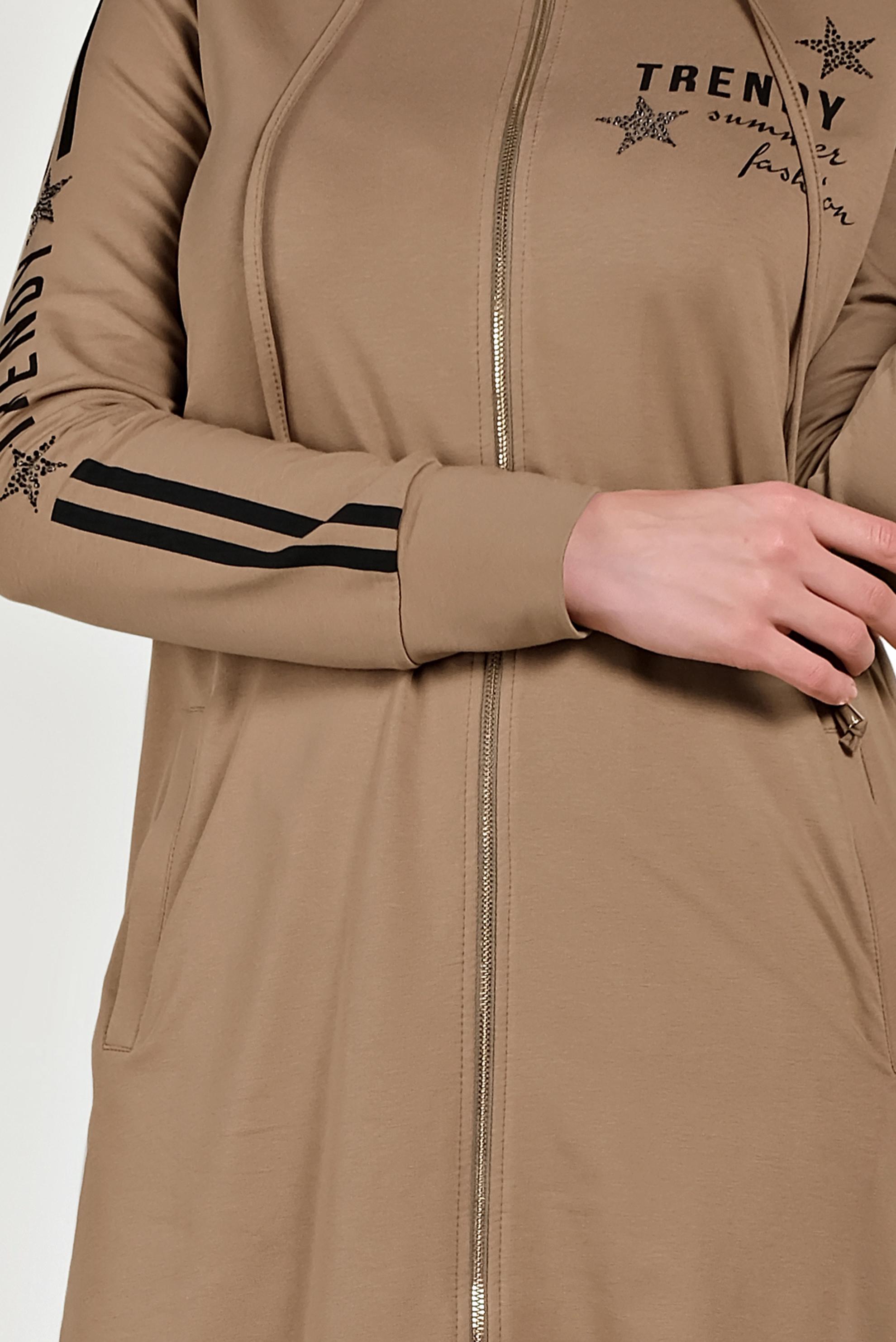 Tesettür giyim KAHVE PAMUKLU FERMUARLI EŞOFMAN TUNİK 40549