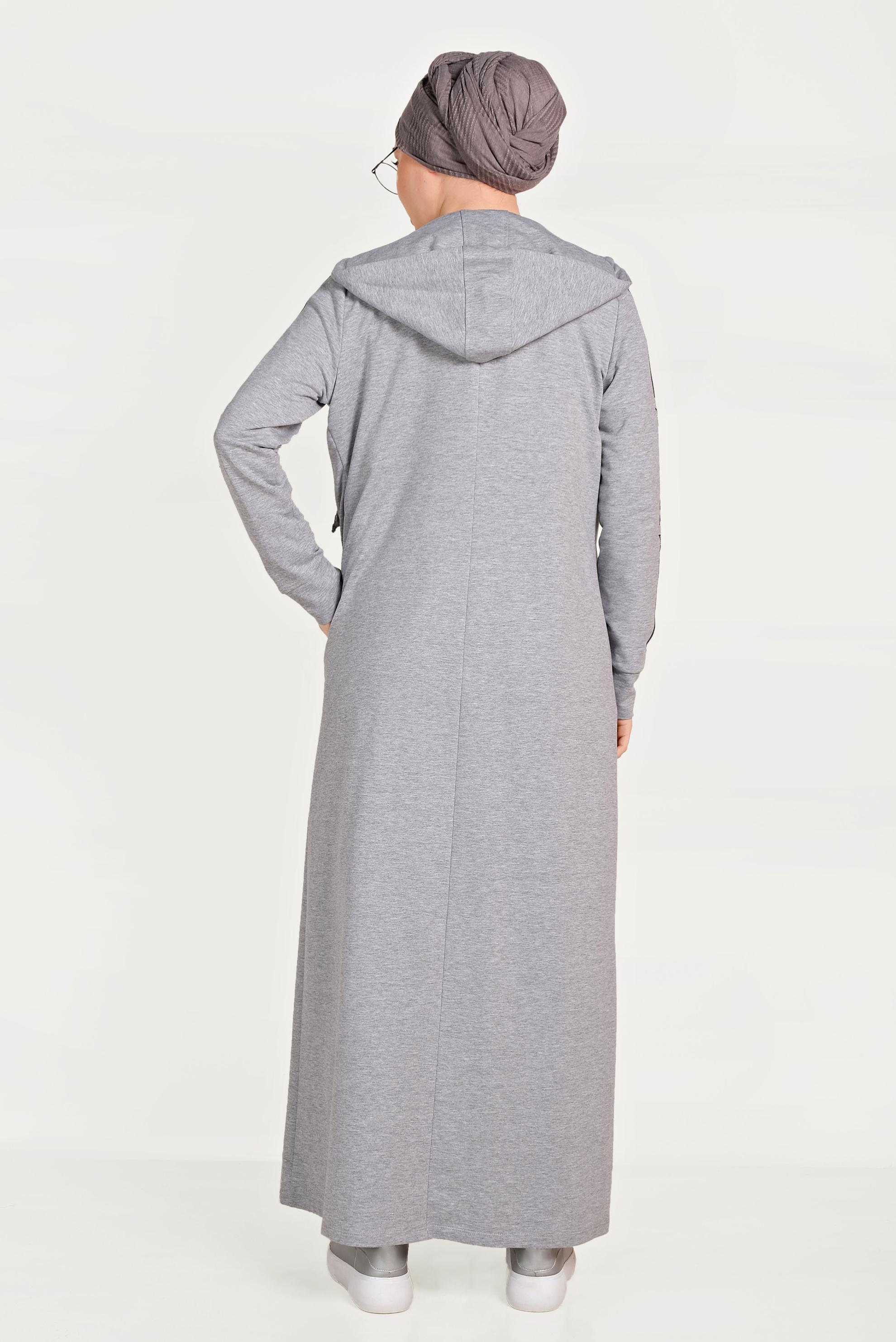 Tesettür giyim GRİ PAMUKLU FERMUARLI EŞOFMAN TUNİK 40549