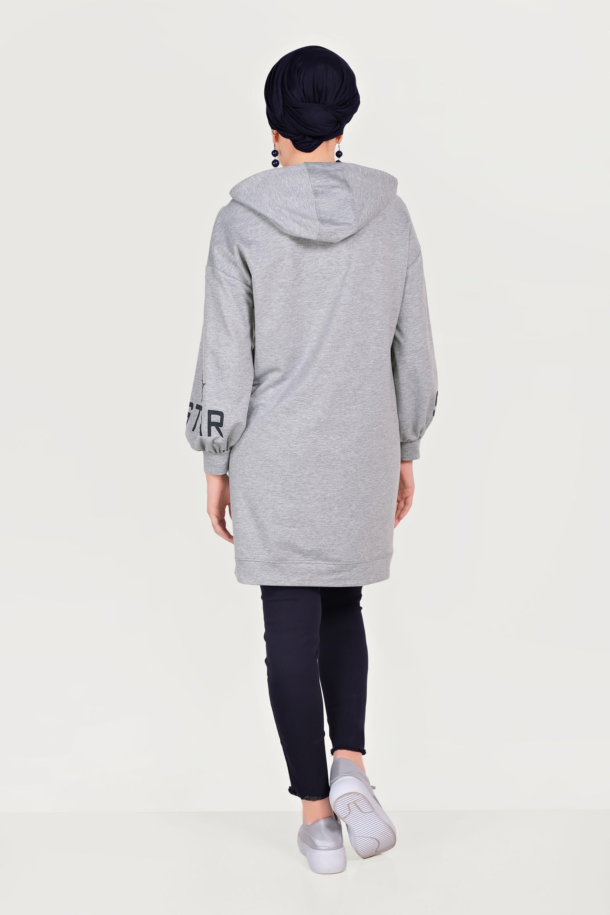 Hijab clothing GREY HOODED SPORTS TUNIC 40550 