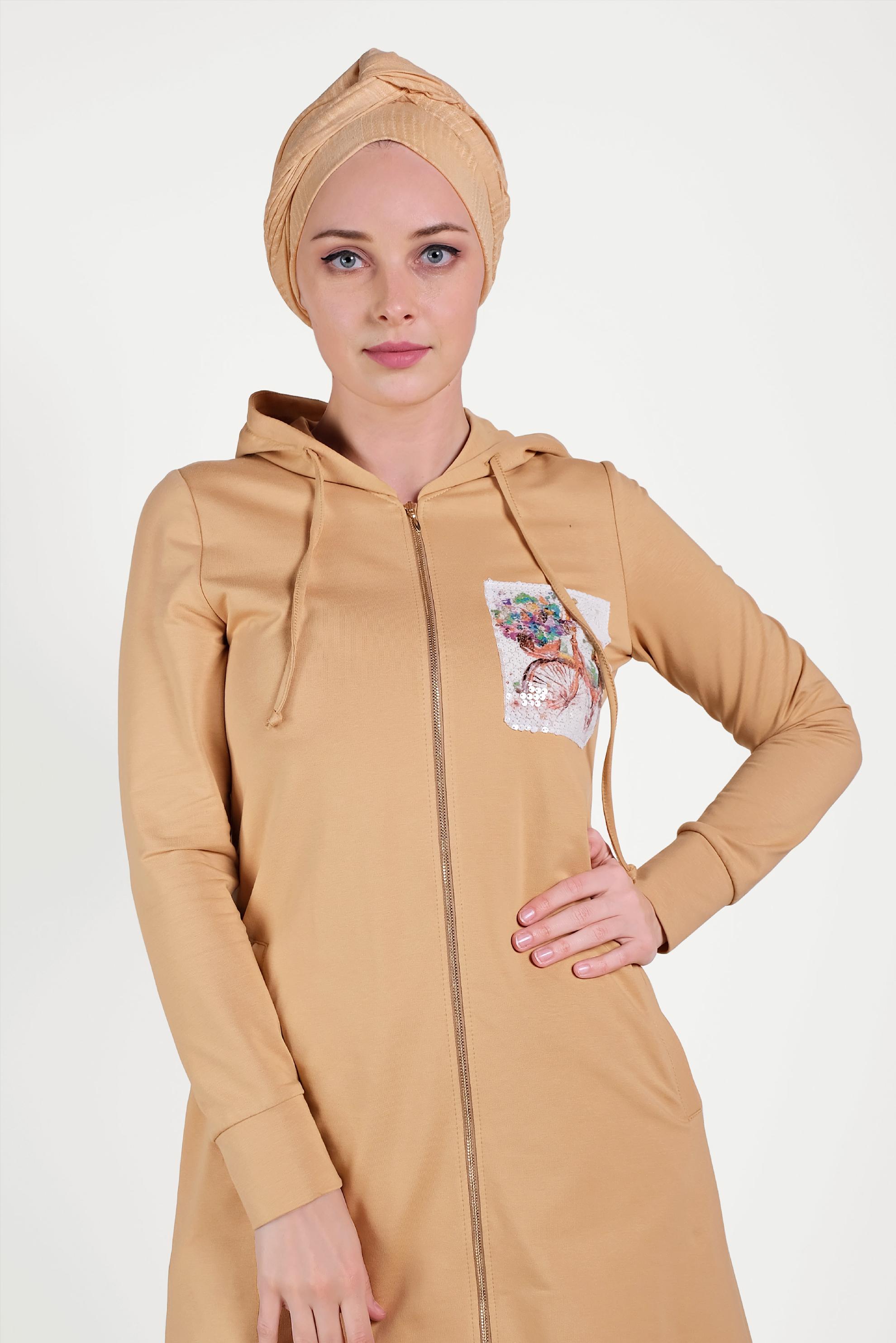 Tesettür giyim KAHVE PUL DETAYLI EŞOFMAN TAKIMI 40552