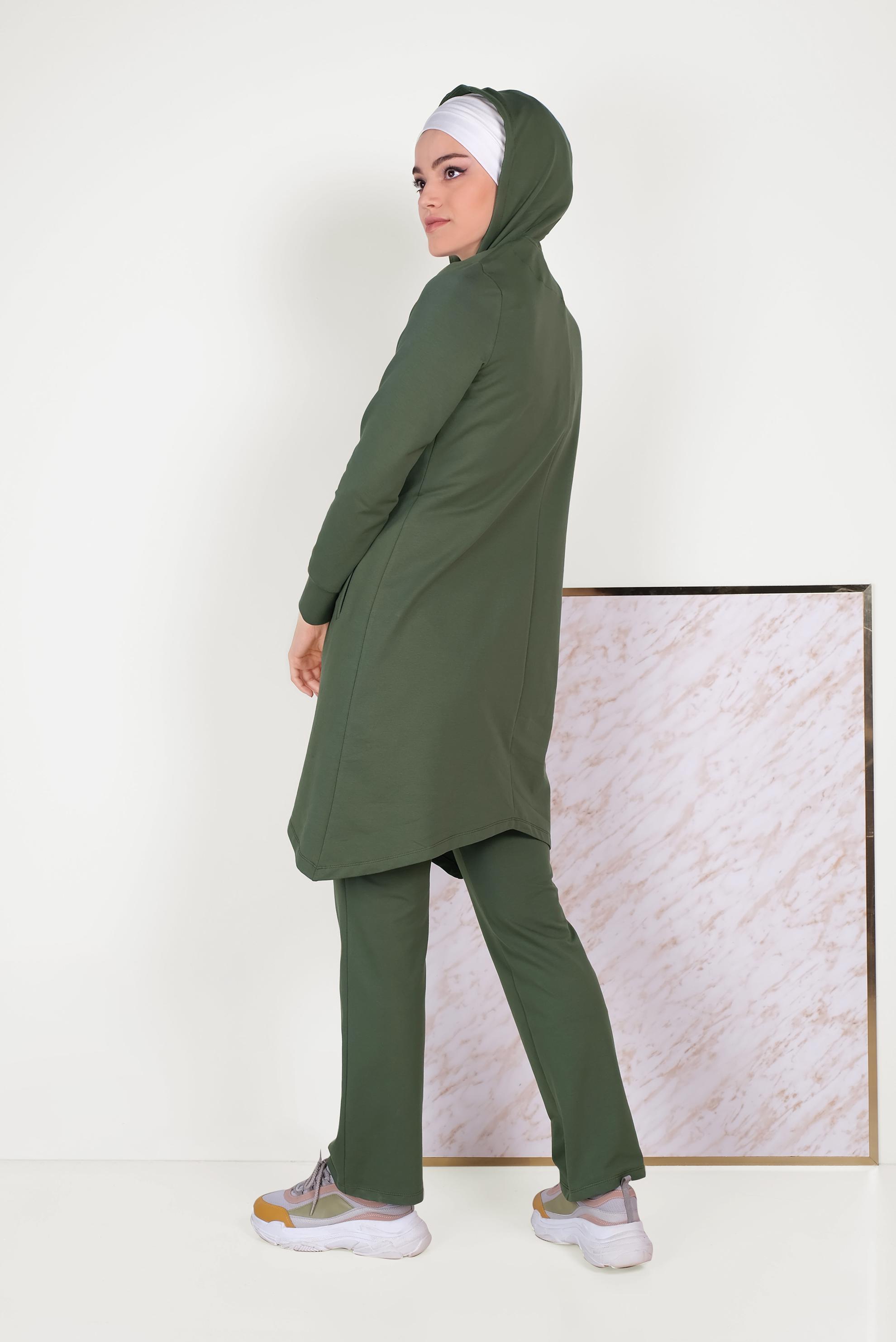 Tesettür giyim HAKİ PUL DETAYLI EŞOFMAN TAKIMI 40552