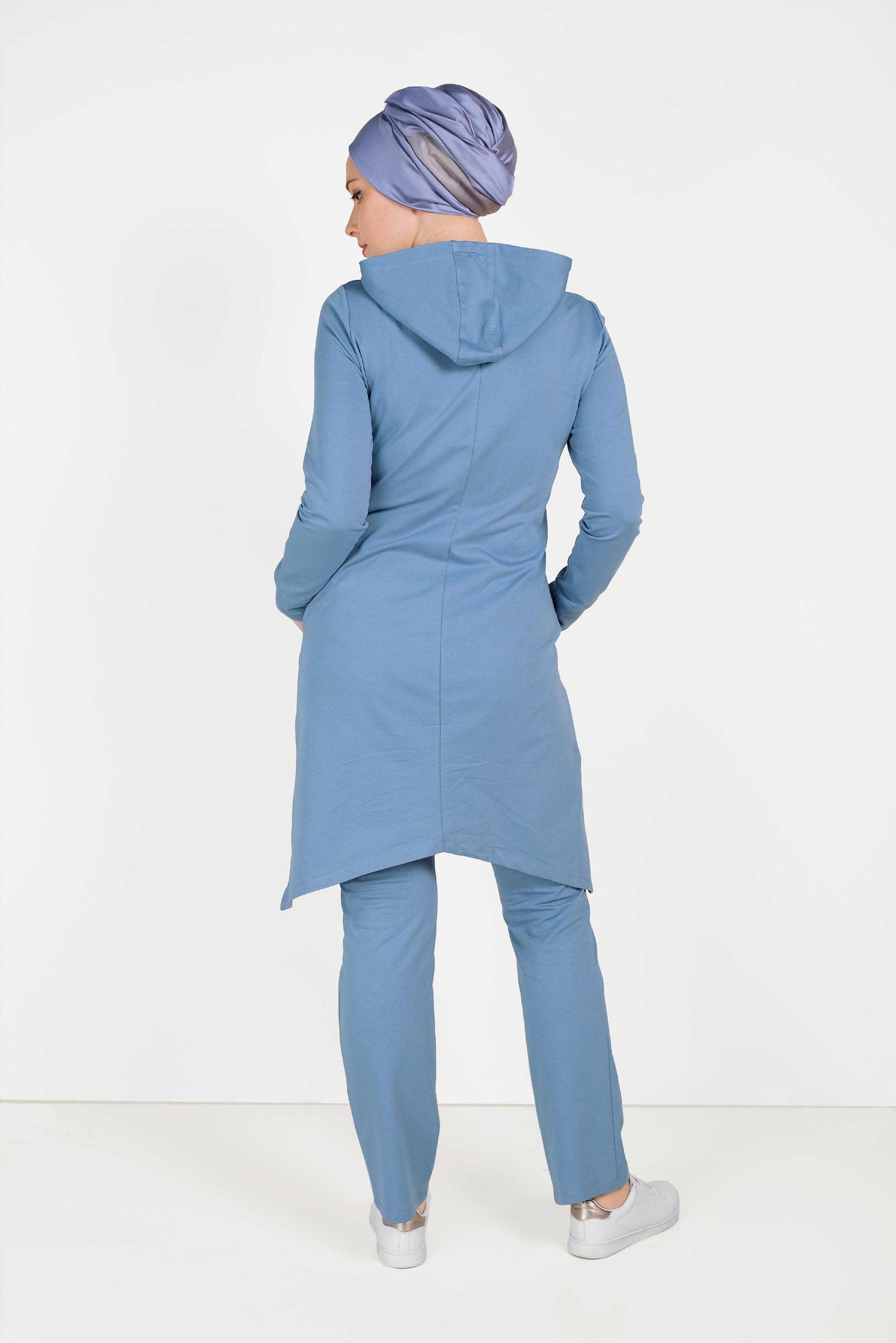 Hijab clothing BLUE SEQUIN DETAIL TRACKSUIT SET 40552 