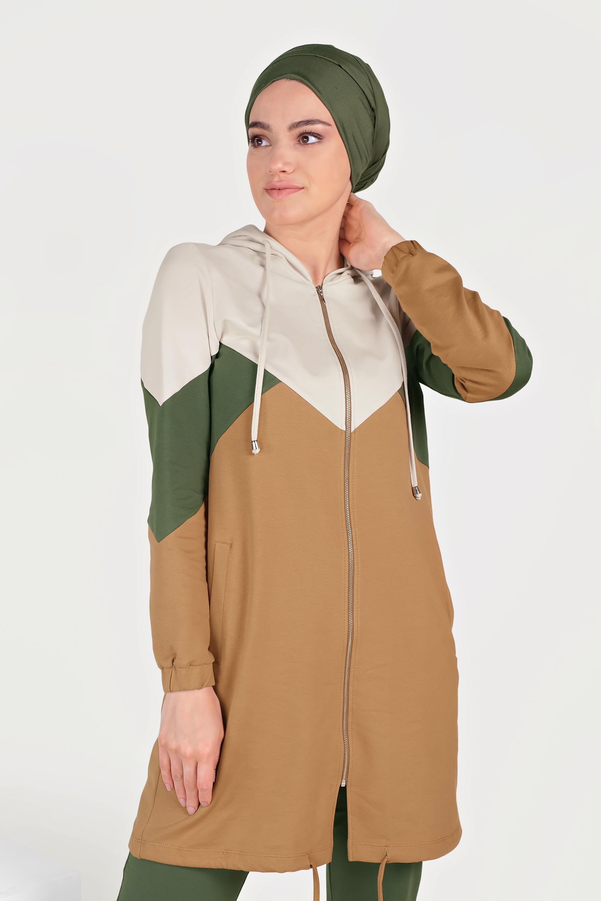 Tesettür giyim SARI 3 RENKLİ PAMUKLU EŞOFMAN TAKIMI 40553