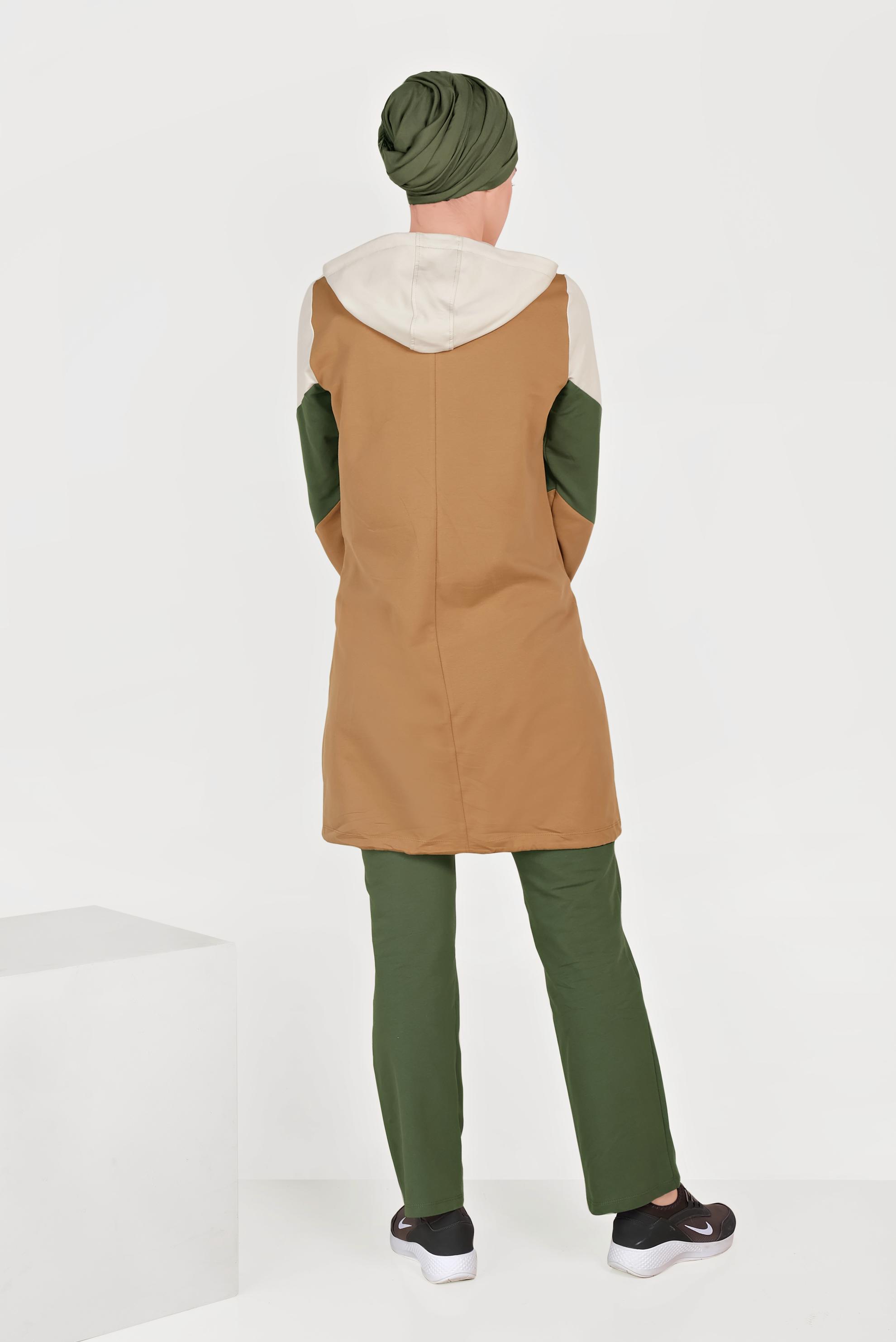 Tesettür giyim SARI 3 RENKLİ PAMUKLU EŞOFMAN TAKIMI 40553