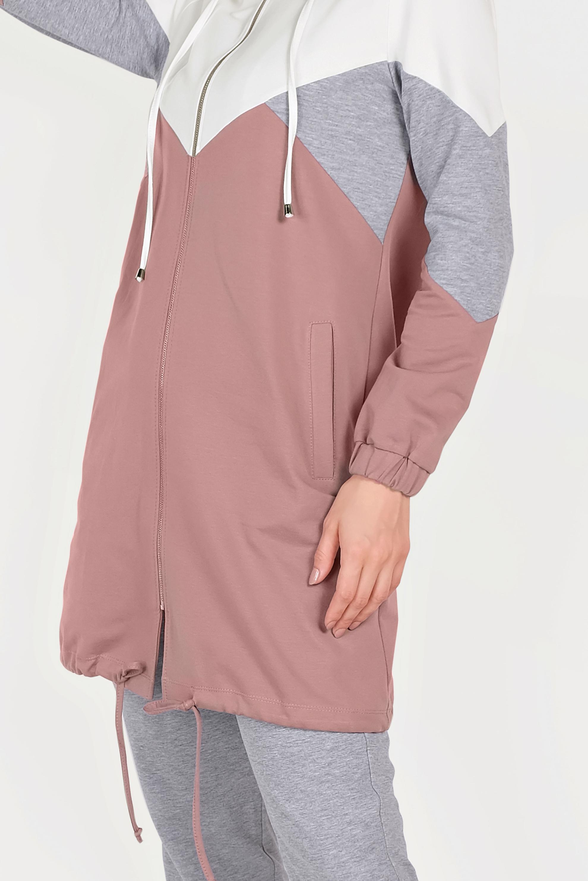 Tesettür giyim PEMBE 3 RENKLİ PAMUKLU EŞOFMAN TAKIMI 40553