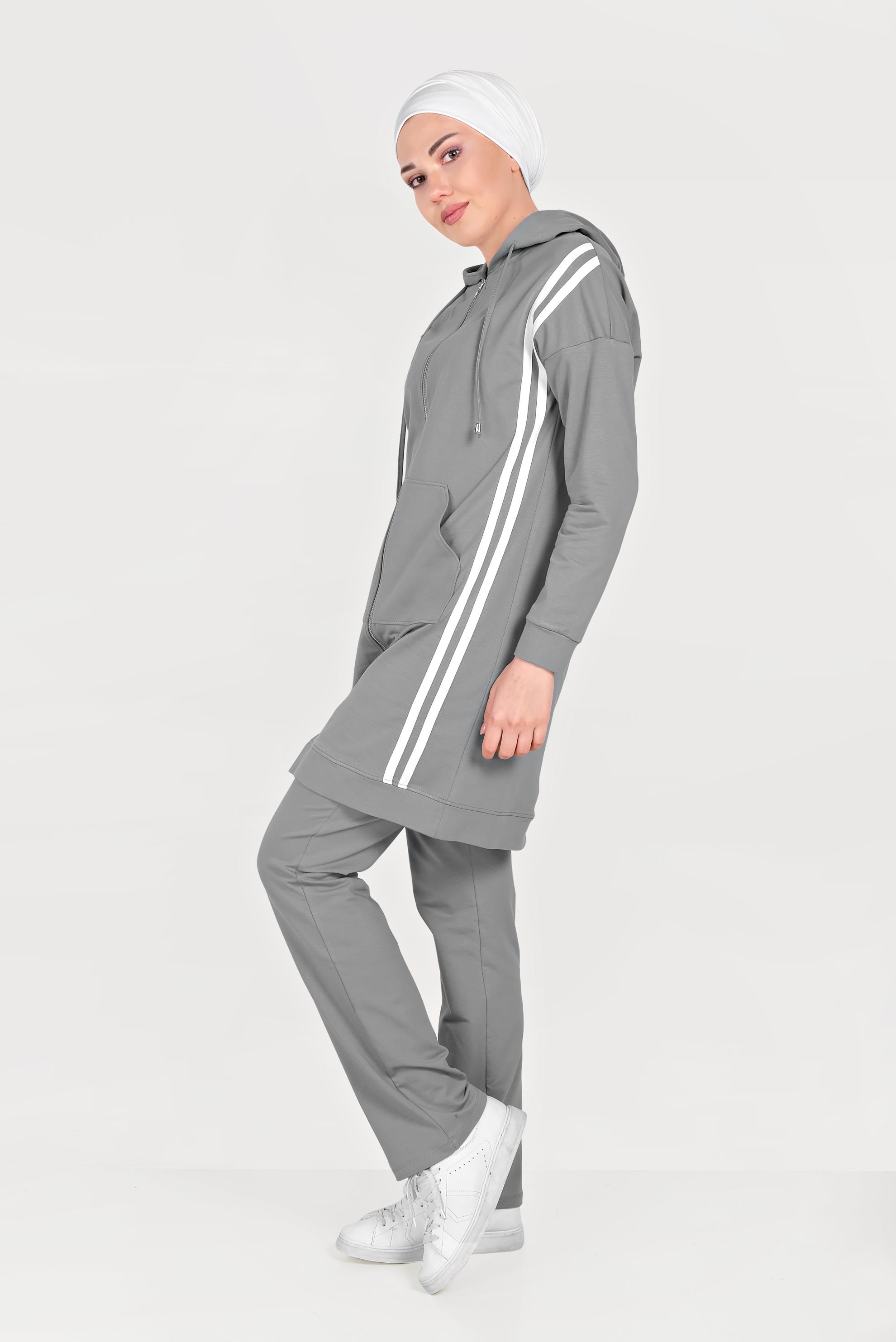 Hijab clothing GREY STRIPED TRACK SUIT 40554 