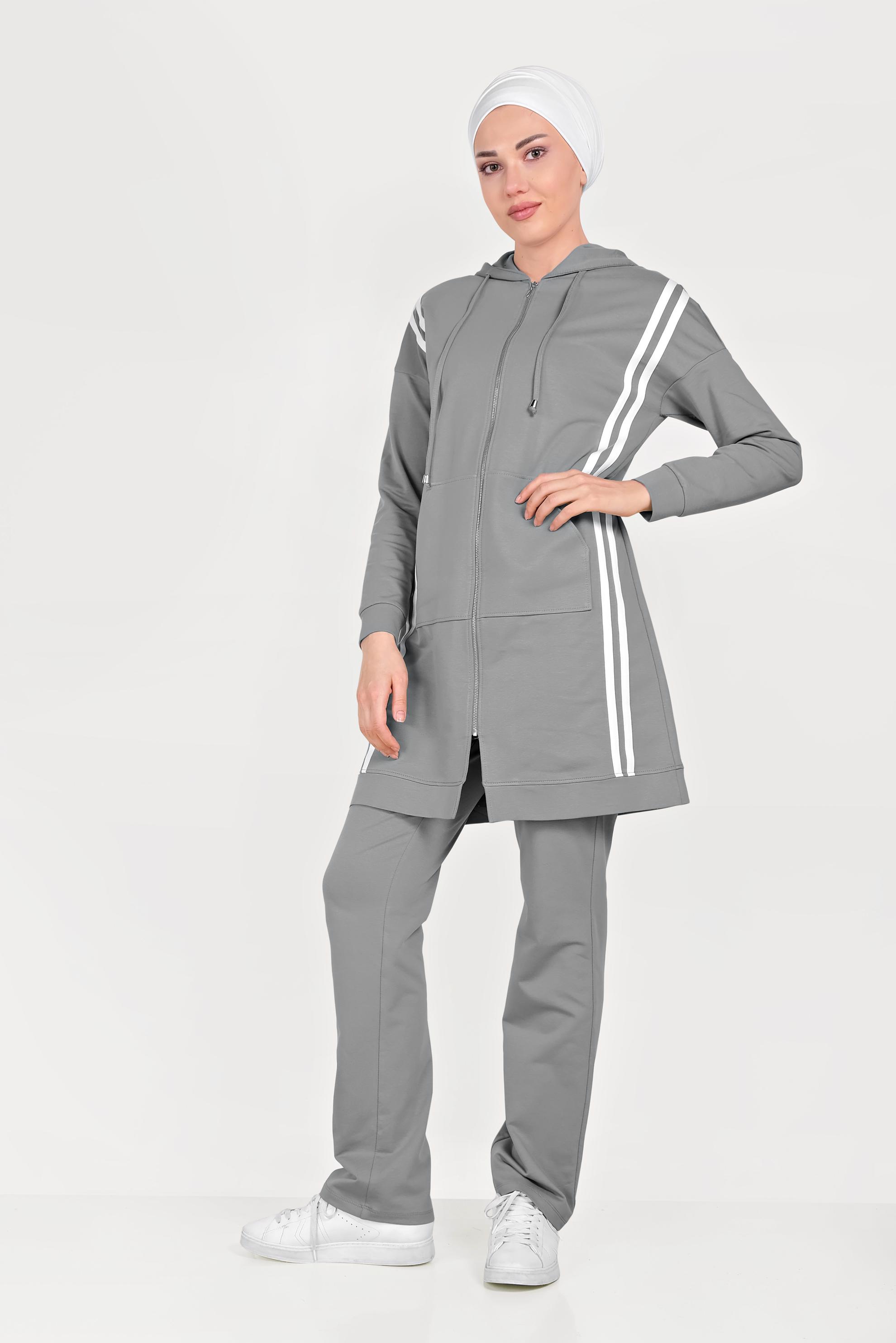 Hijab clothing GREY STRIPED TRACK SUIT 40554 