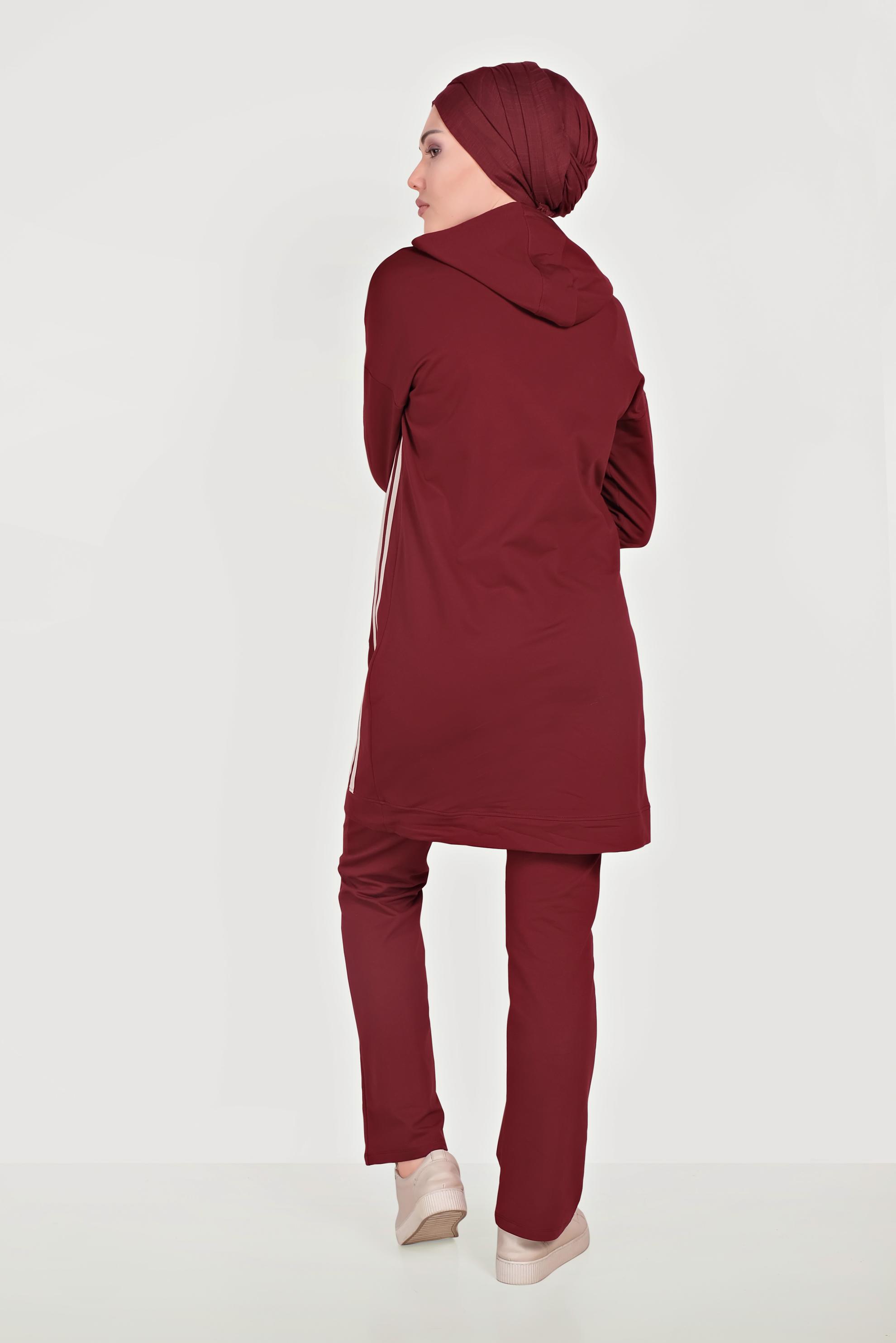 Hijab clothing CLARET RED STRIPED TRACK SUIT 40554 