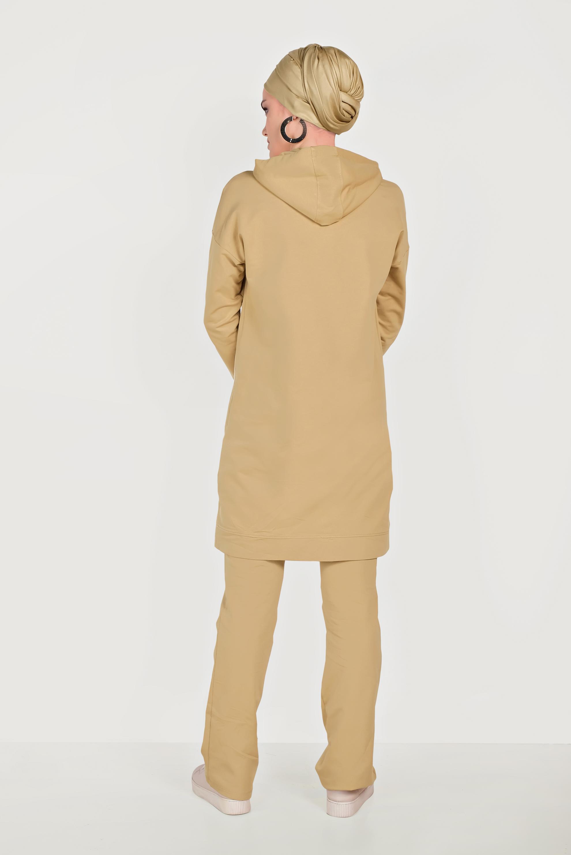 Tesettür giyim KAHVE ŞERİTLİ EŞOFMAN TAKIMI 40554