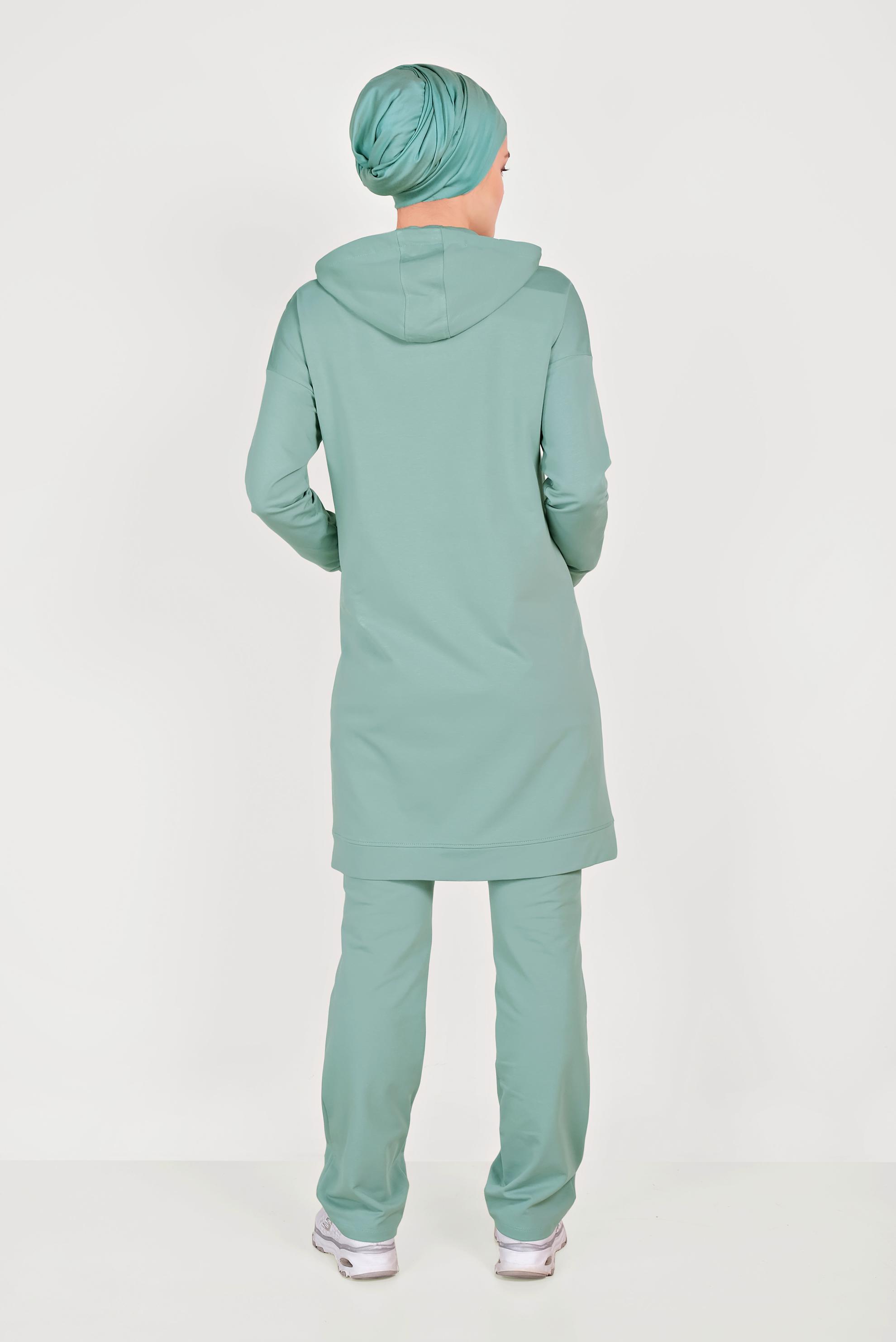 Tesettür giyim YEŞİL ŞERİTLİ EŞOFMAN TAKIMI 40554