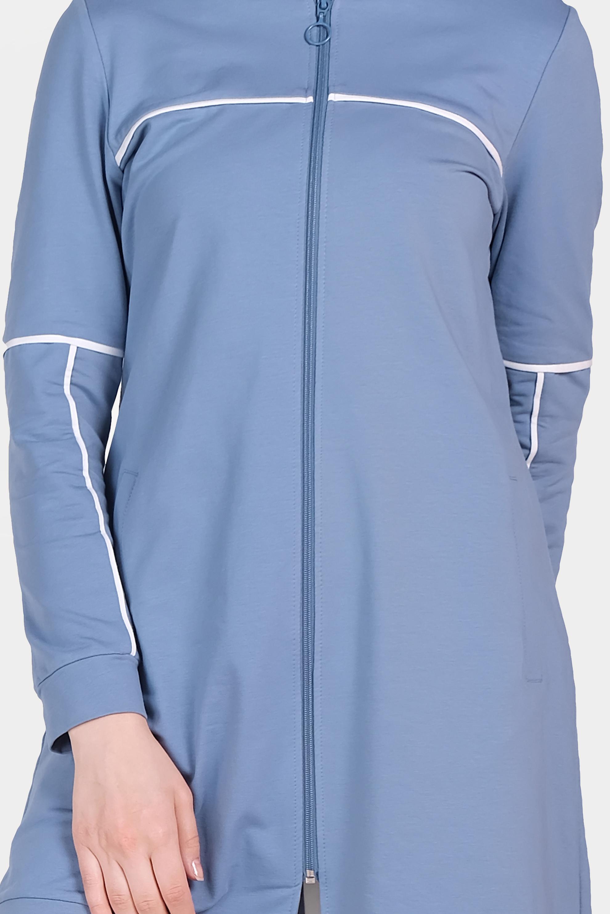 Tesettür giyim MAVİ ŞERİTLİ KAPÜŞONLU EŞOFMAN TAKIMI 40555