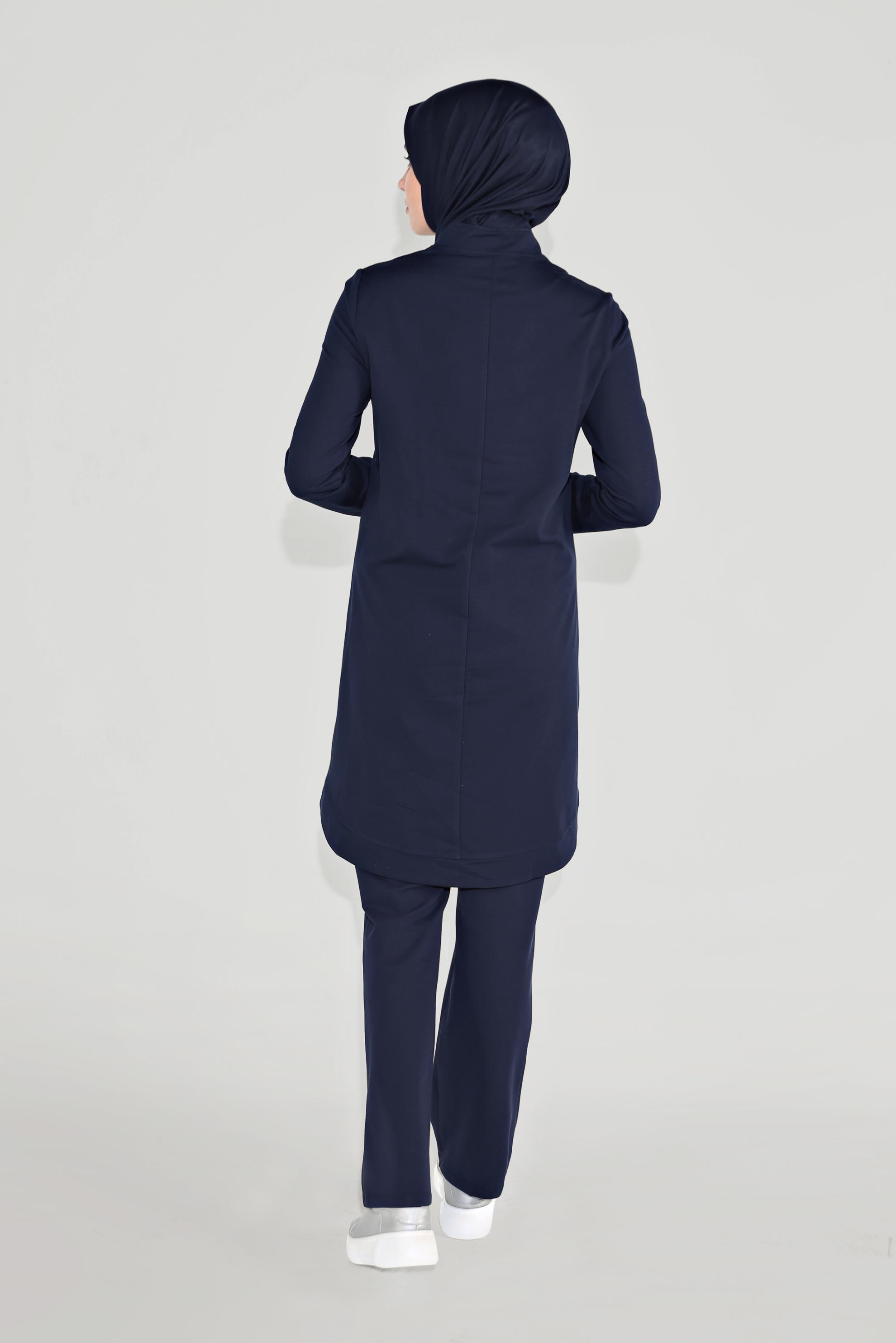 Tesettür giyim LACİVERT HAKİM YAKA FERMUARLI EŞOFMAN TAKIMI 40571