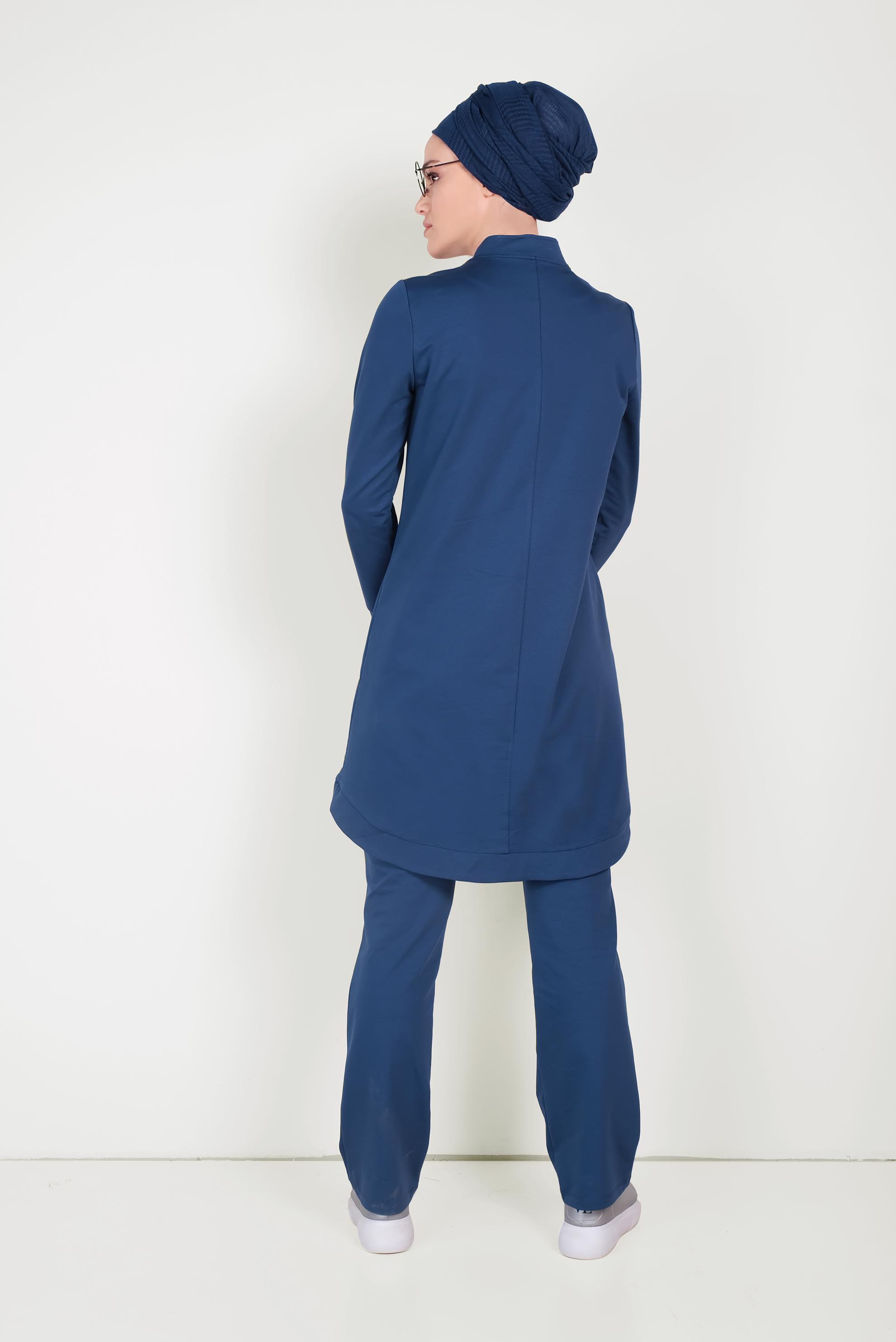 Tesettür giyim LACİVERT HAKİM YAKA FERMUARLI EŞOFMAN TAKIMI 40571