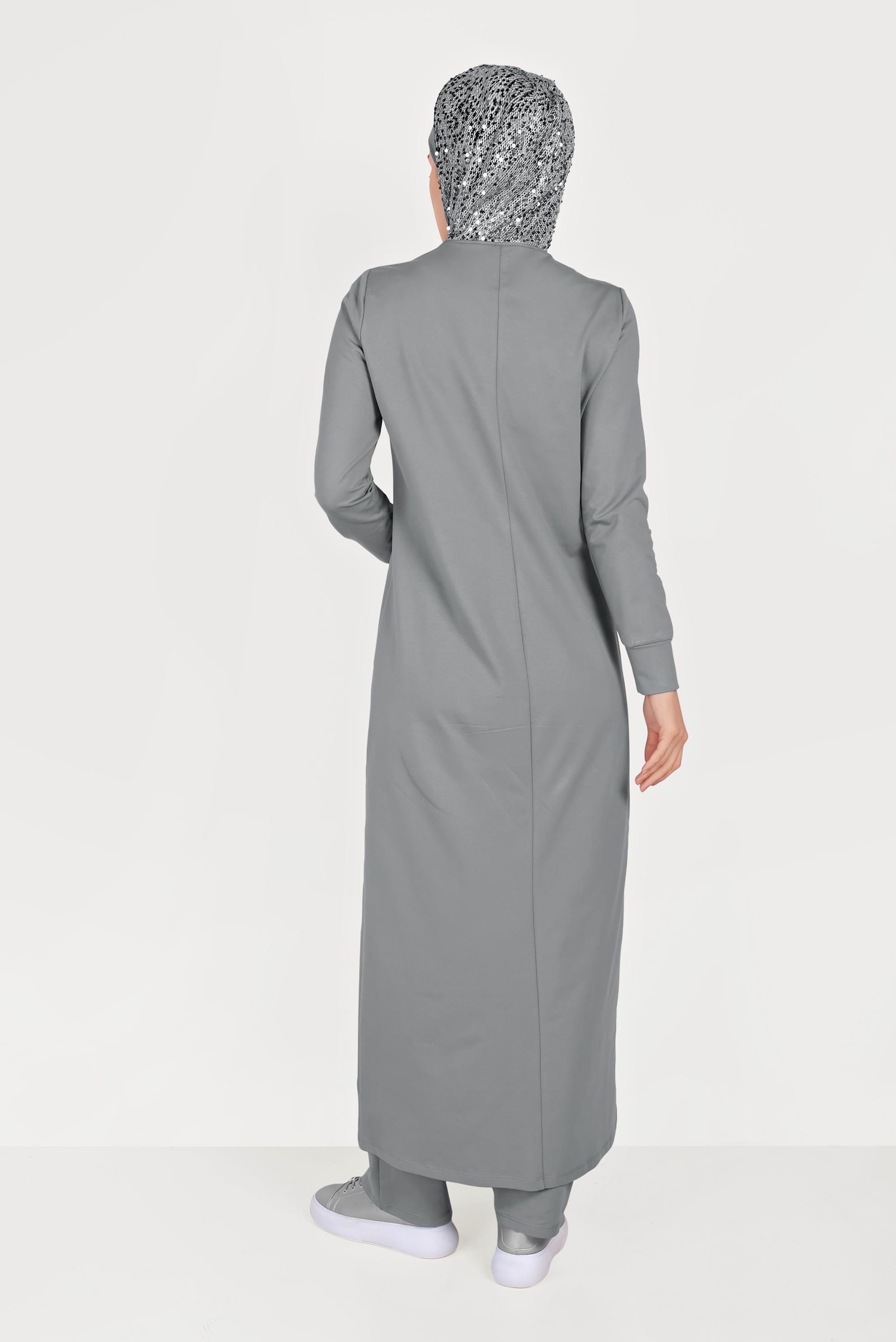 Tesettür giyim GRİ PUL PAYET İŞLEMELİ EŞOFMAN TUNİK 40605