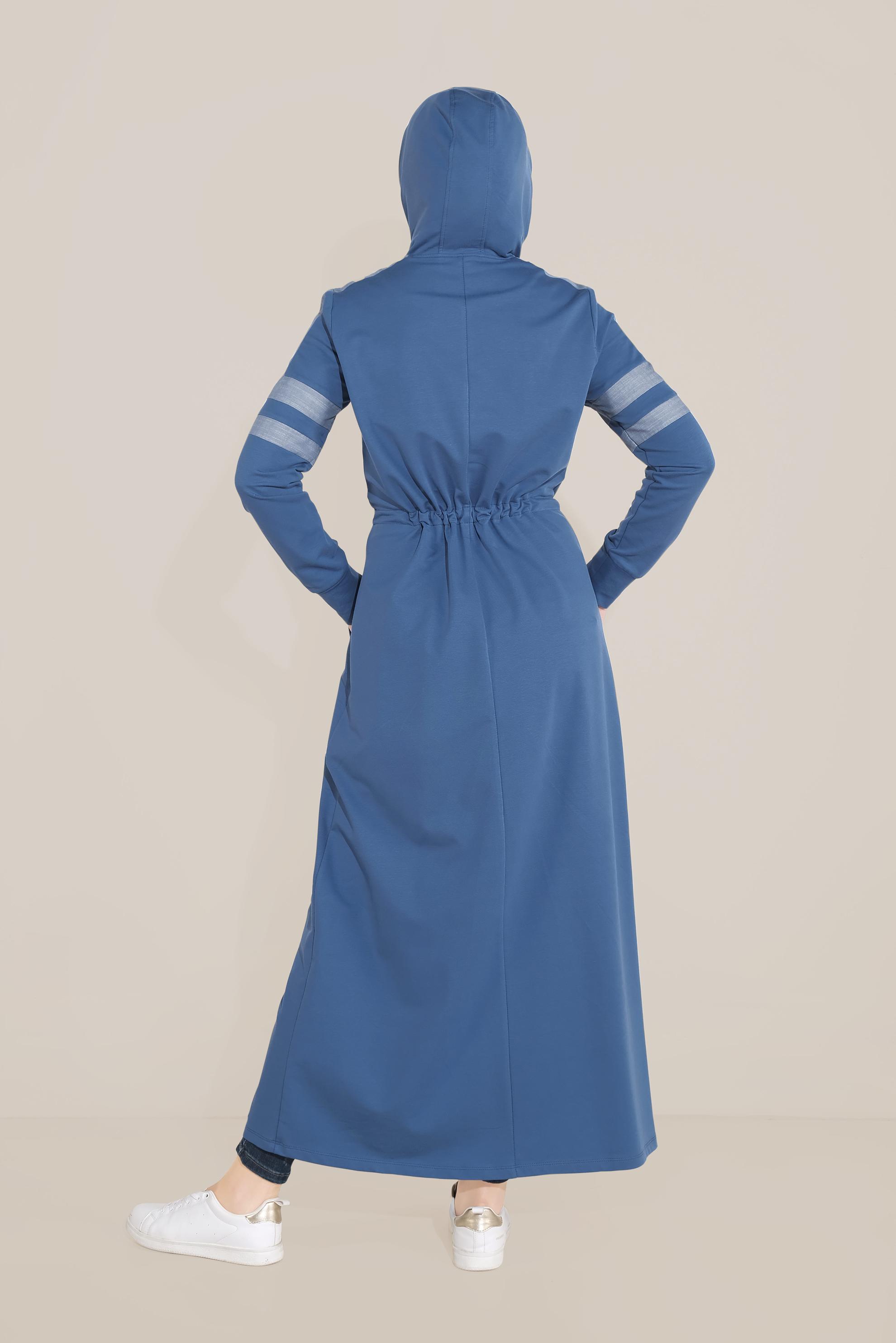 Tesettür giyim LACİVERT PAMUKLU TAŞ BASKILI FERMUARLI EŞOFMAN TUNİK 40606