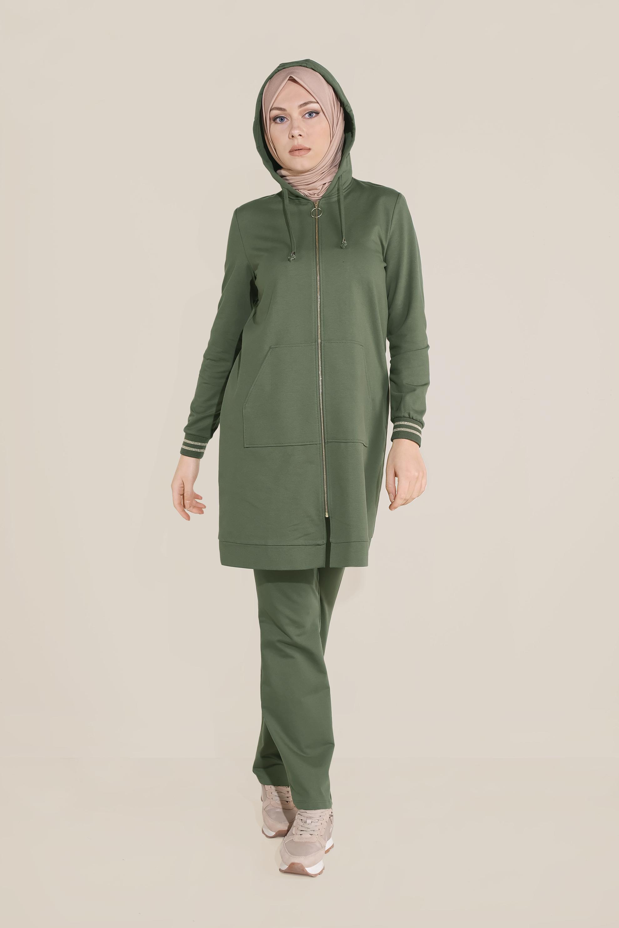 Hijab clothing KHAKI ZIPPED TRACKSUIT 40610