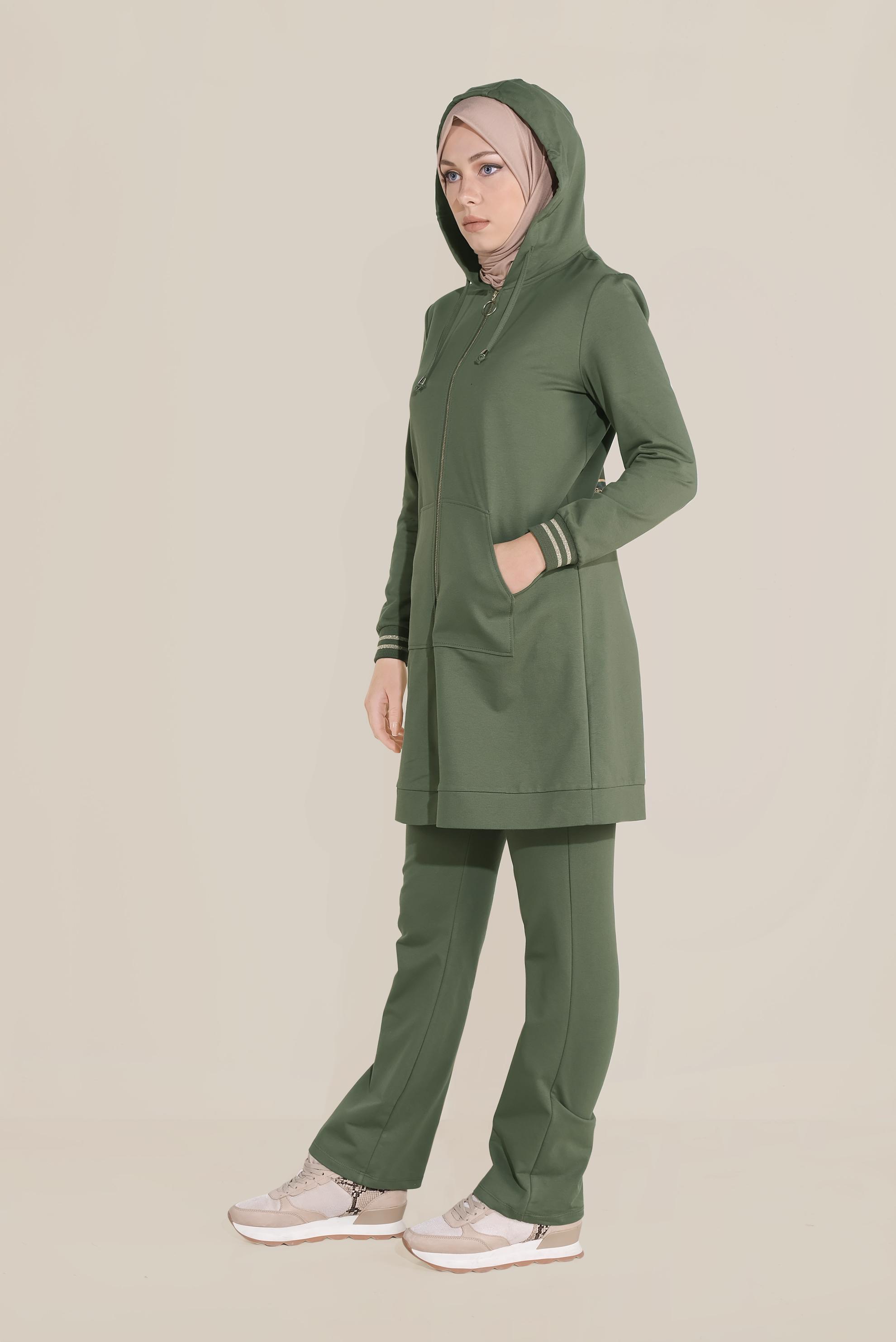Hijab clothing KHAKI ZIPPED TRACKSUIT 40610