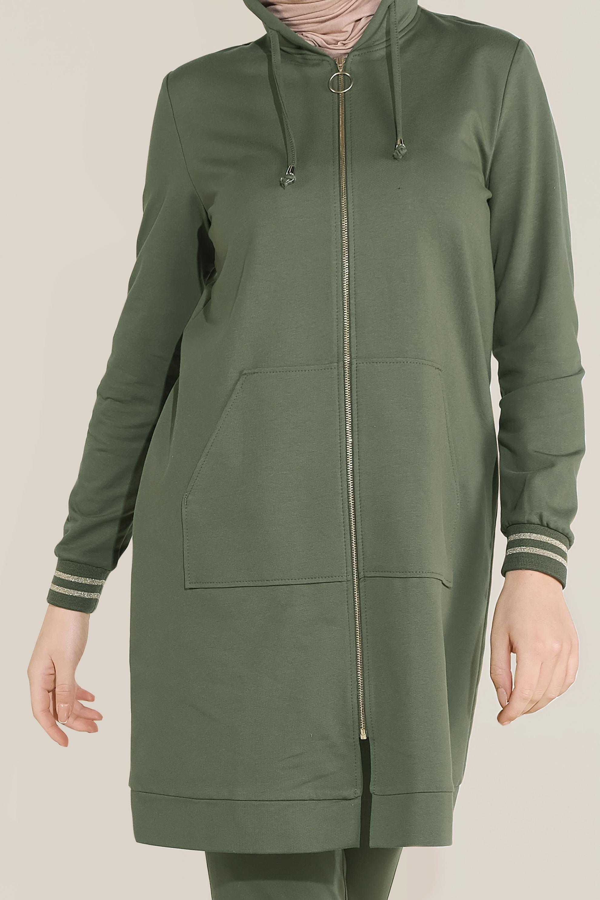 Hijab clothing KHAKI ZIPPED TRACKSUIT 40610