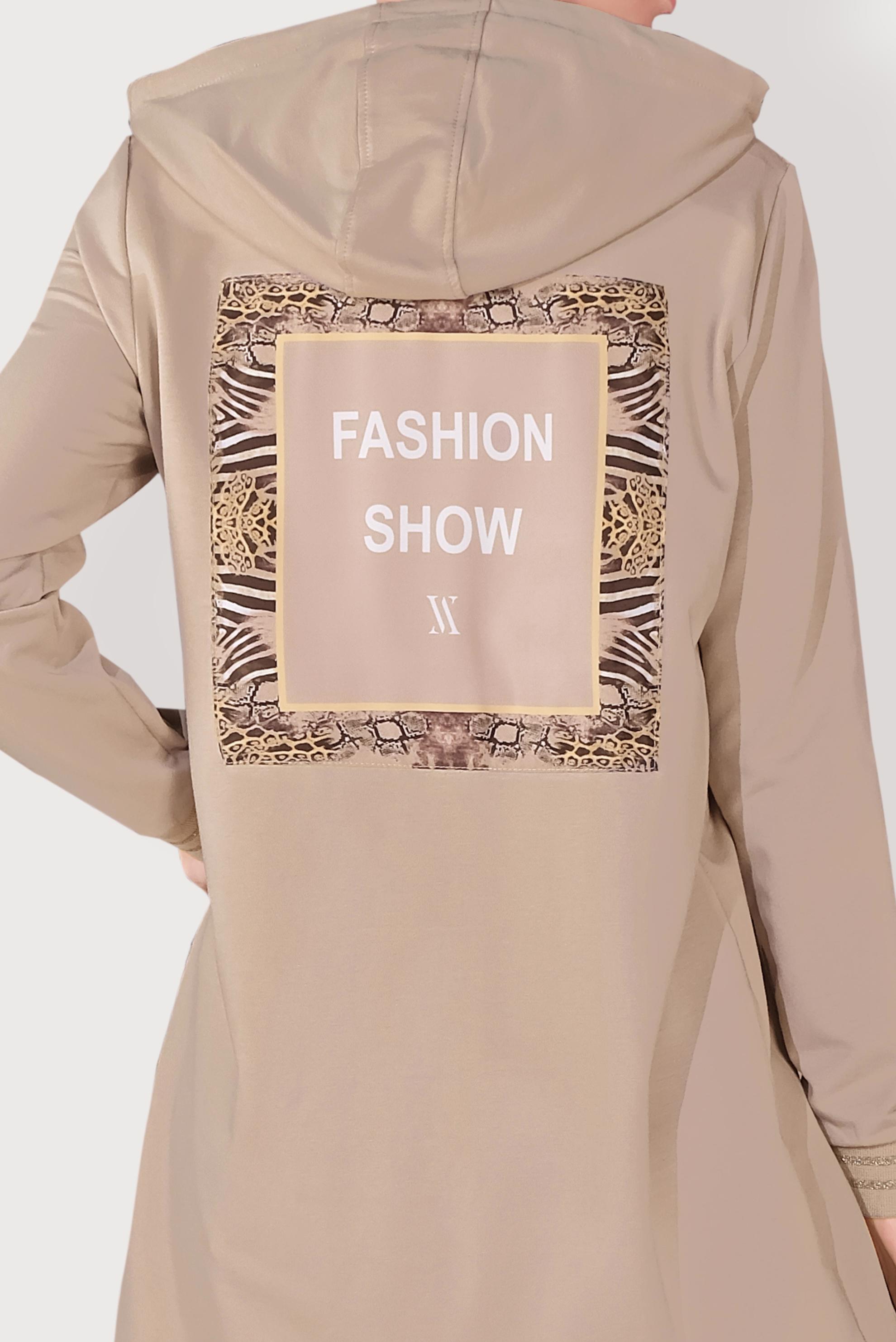 Tesettür giyim BEJ FERMUARLI EŞOFMAN TAKIMI 40610 